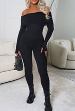 Movie Icon Black Bardot Knitted Loungewear Jumpsuit