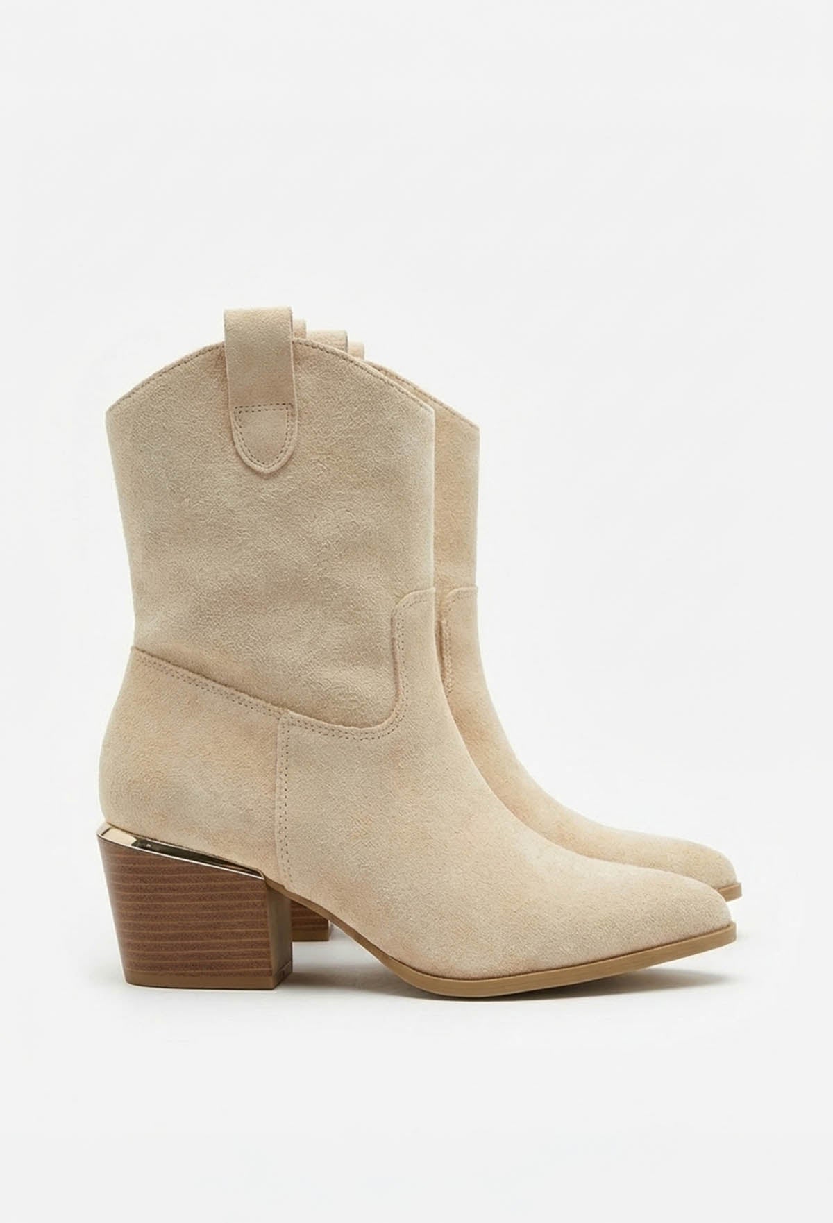 Just For Kicks Beige Faux Suede Cowboy Boots