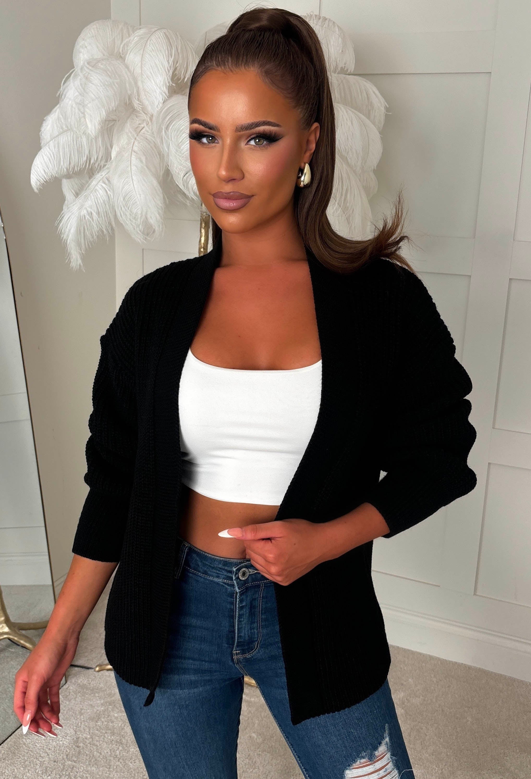Black Cropped Cardigan