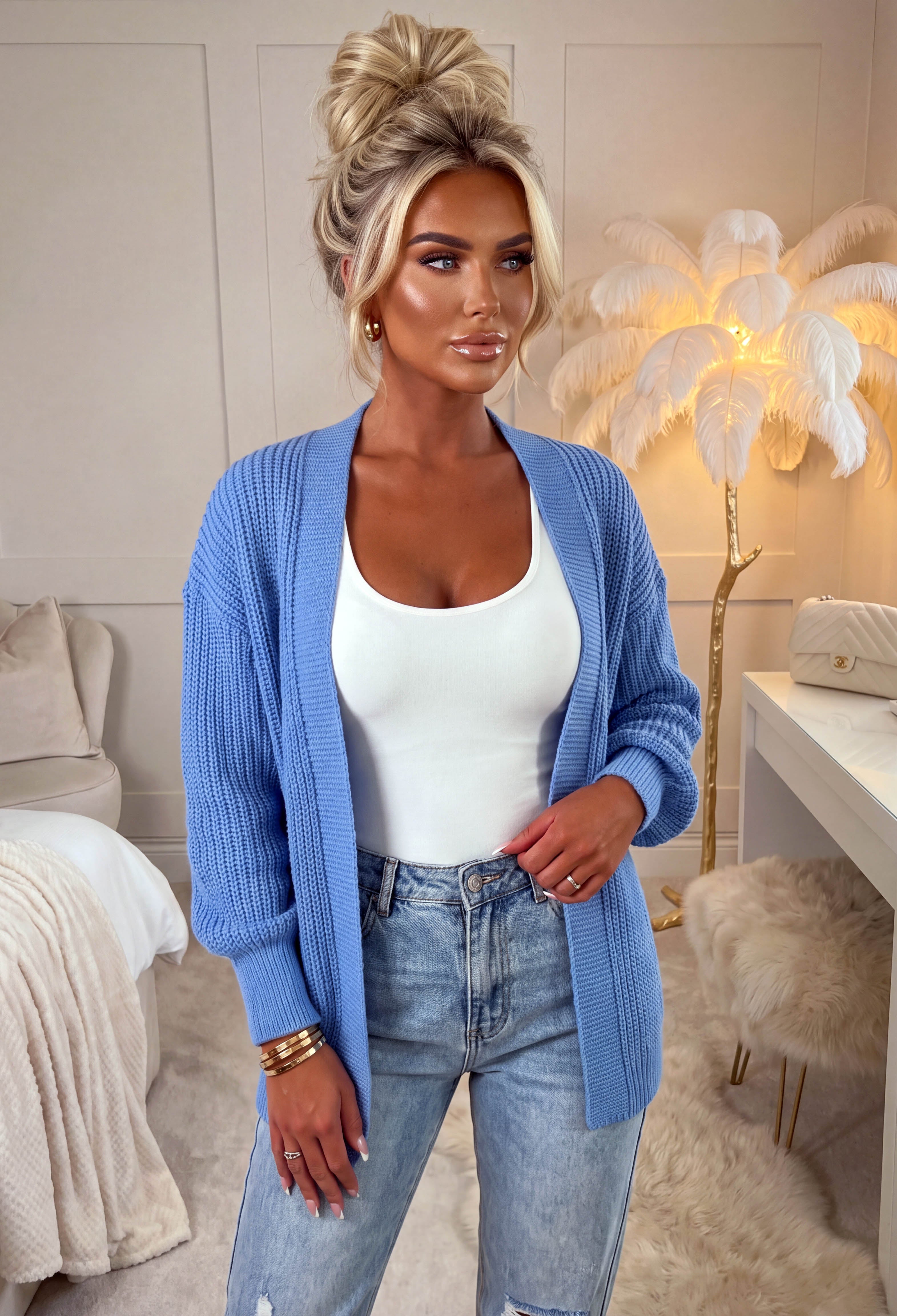 Blue Cropped Cardigan