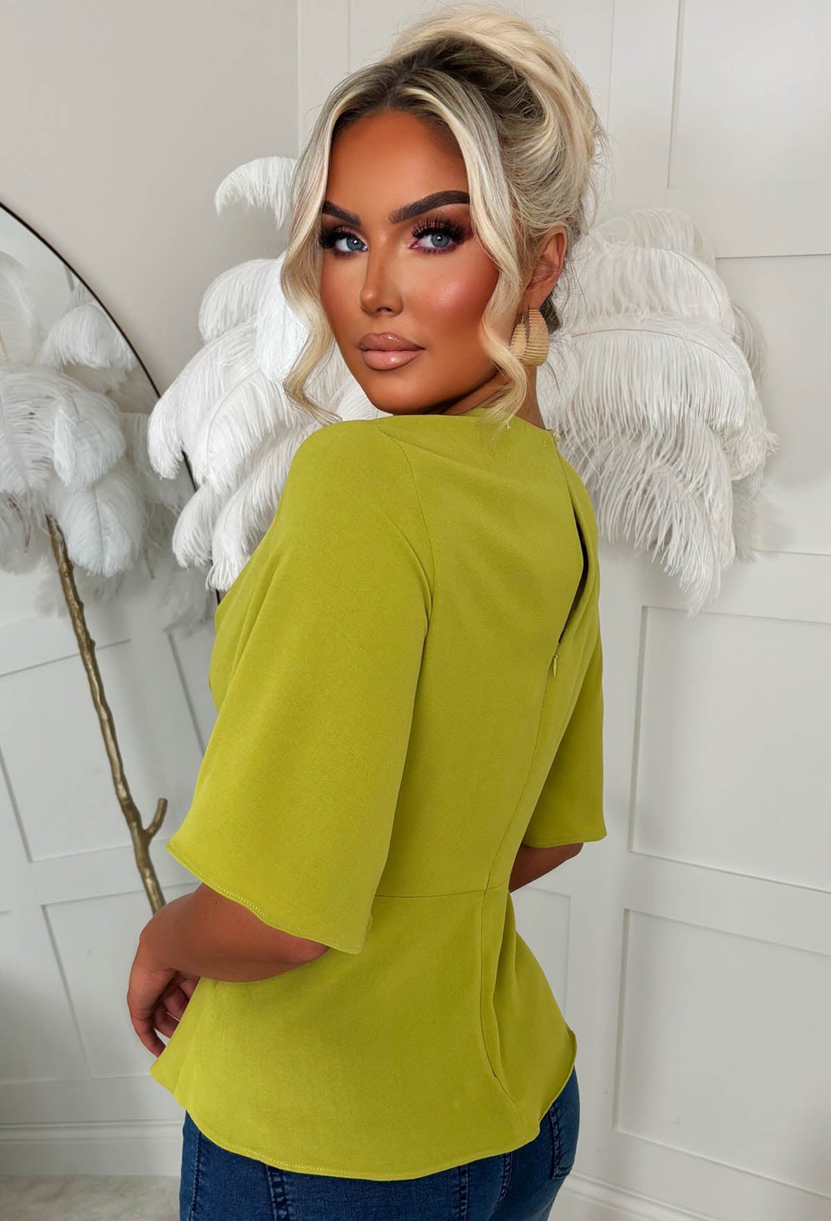 Knot Yours Green Knot Front Short Sleeve Top