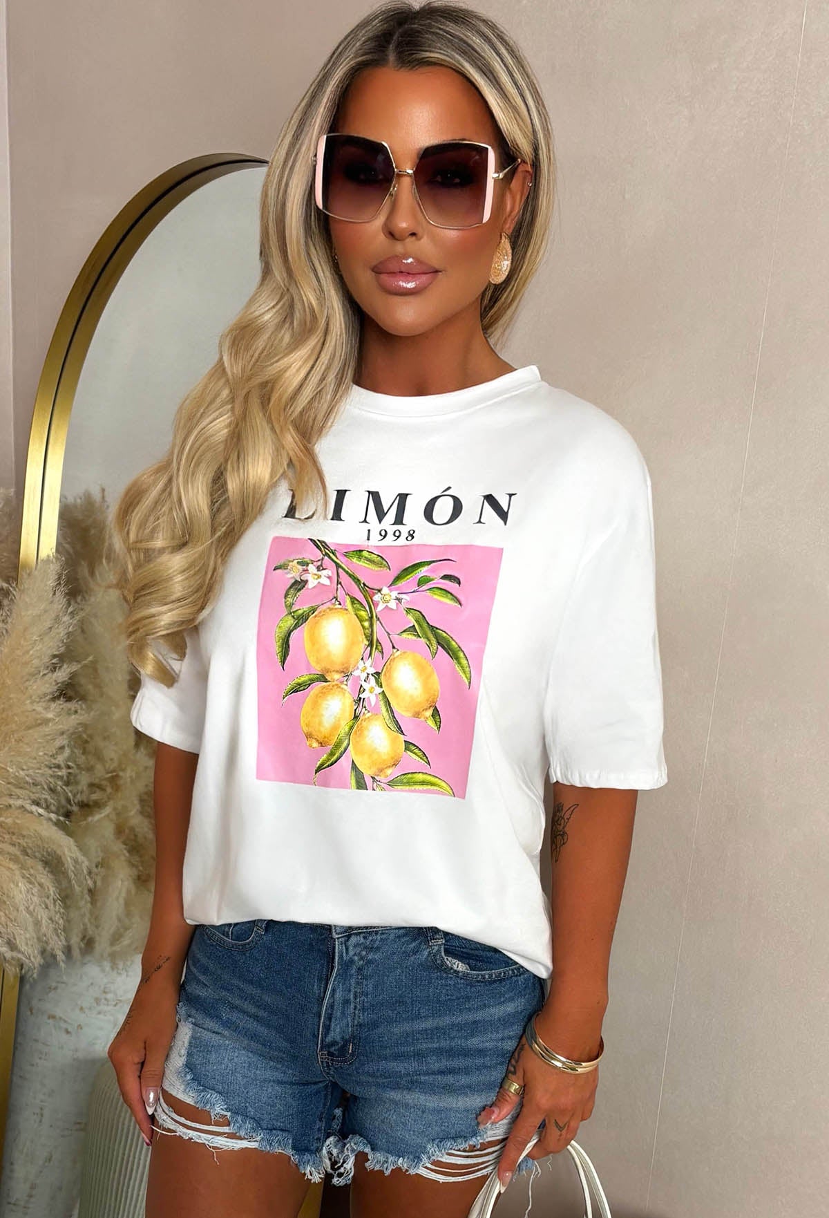 Lemon Love White Graphic T-Shirt