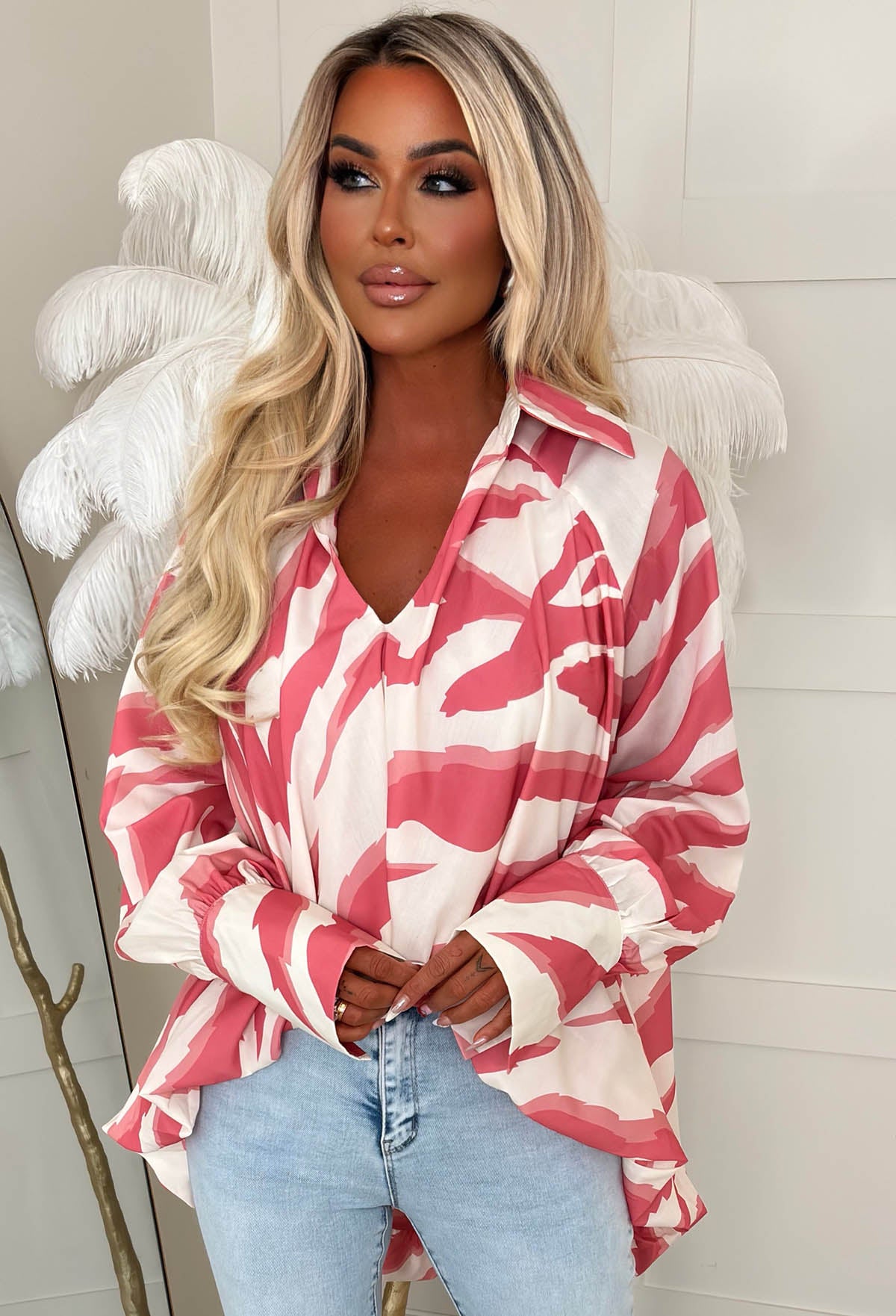 Let Loose Pink Zebra Print Blouse