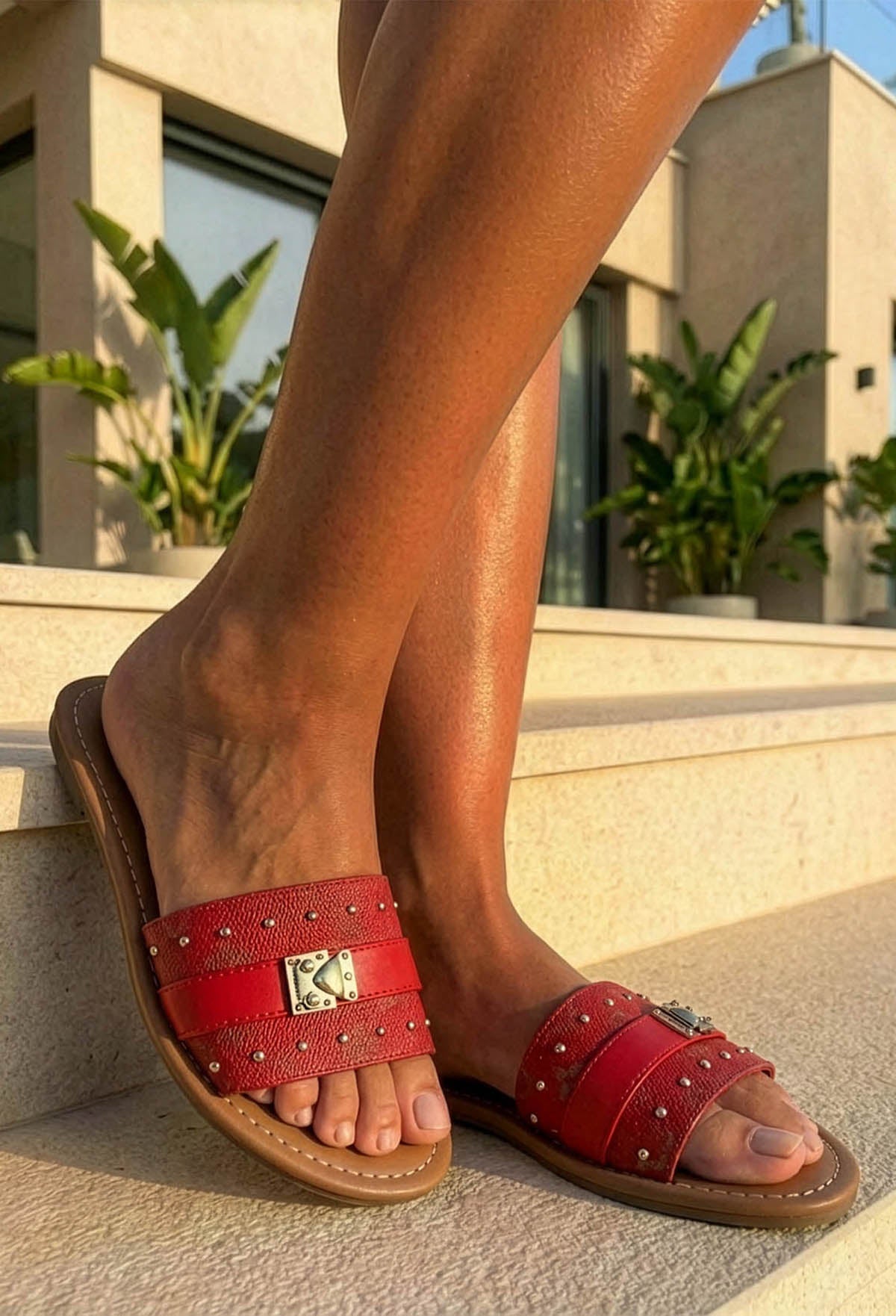 Logo Baby Red Printed Sliders