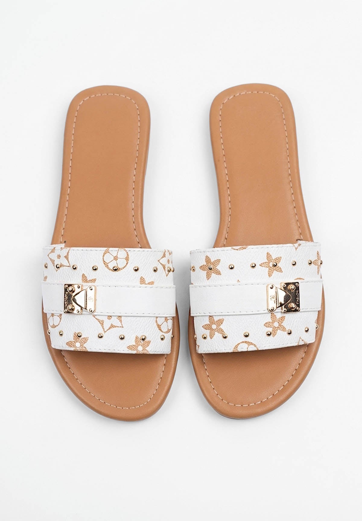 Logo Baby White Printed Sliders