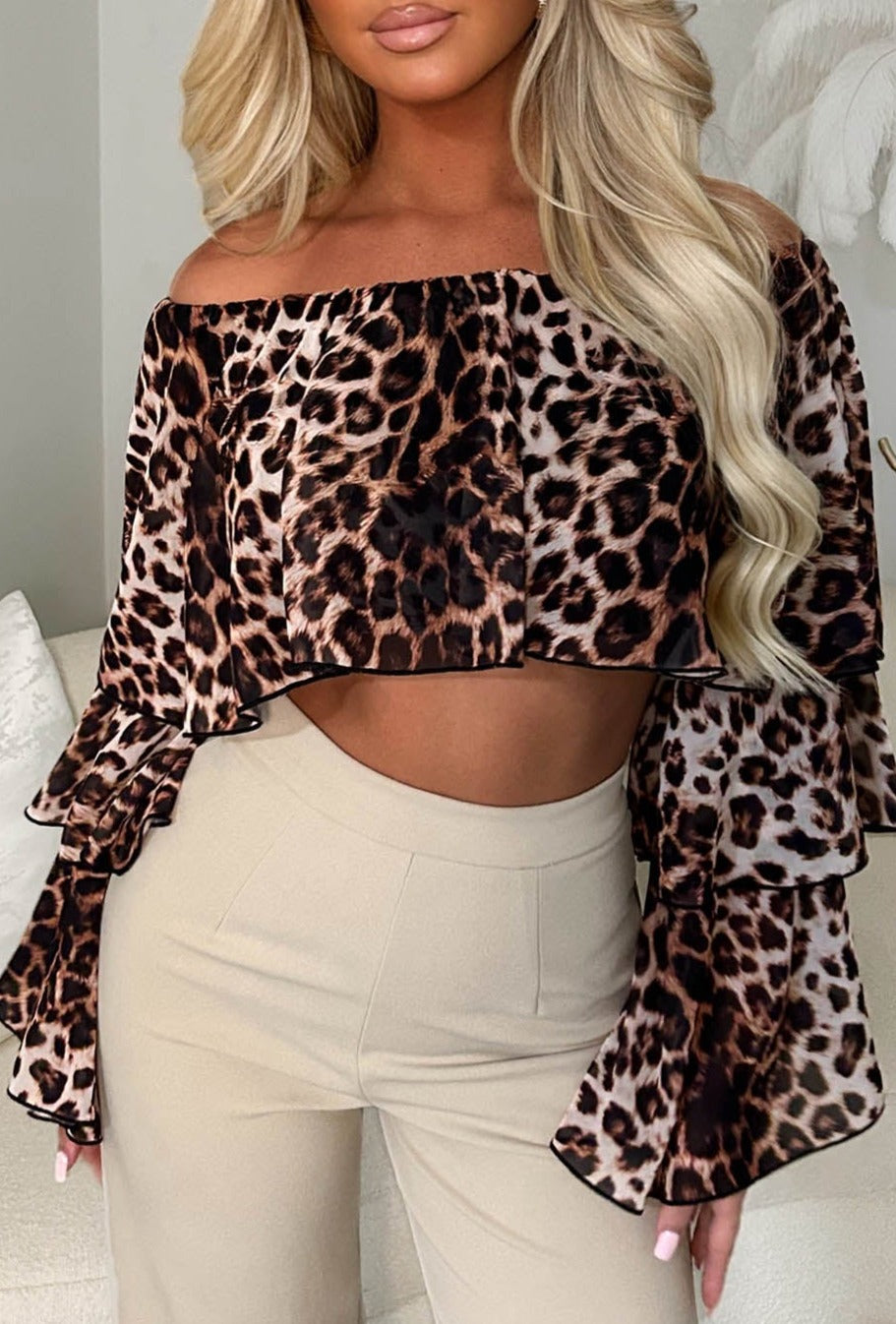 Love Flair Multi Leopard Print Ruffle Top