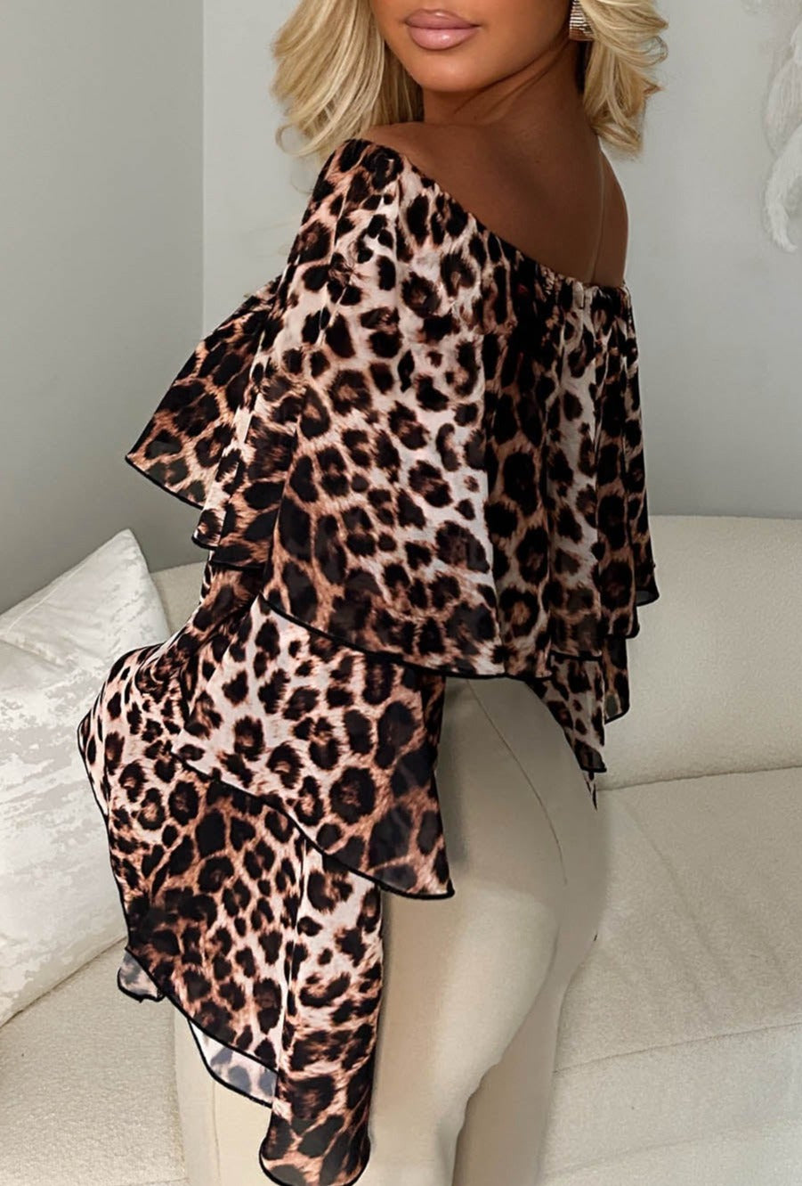 Love Flair Multi Leopard Print Ruffle Top