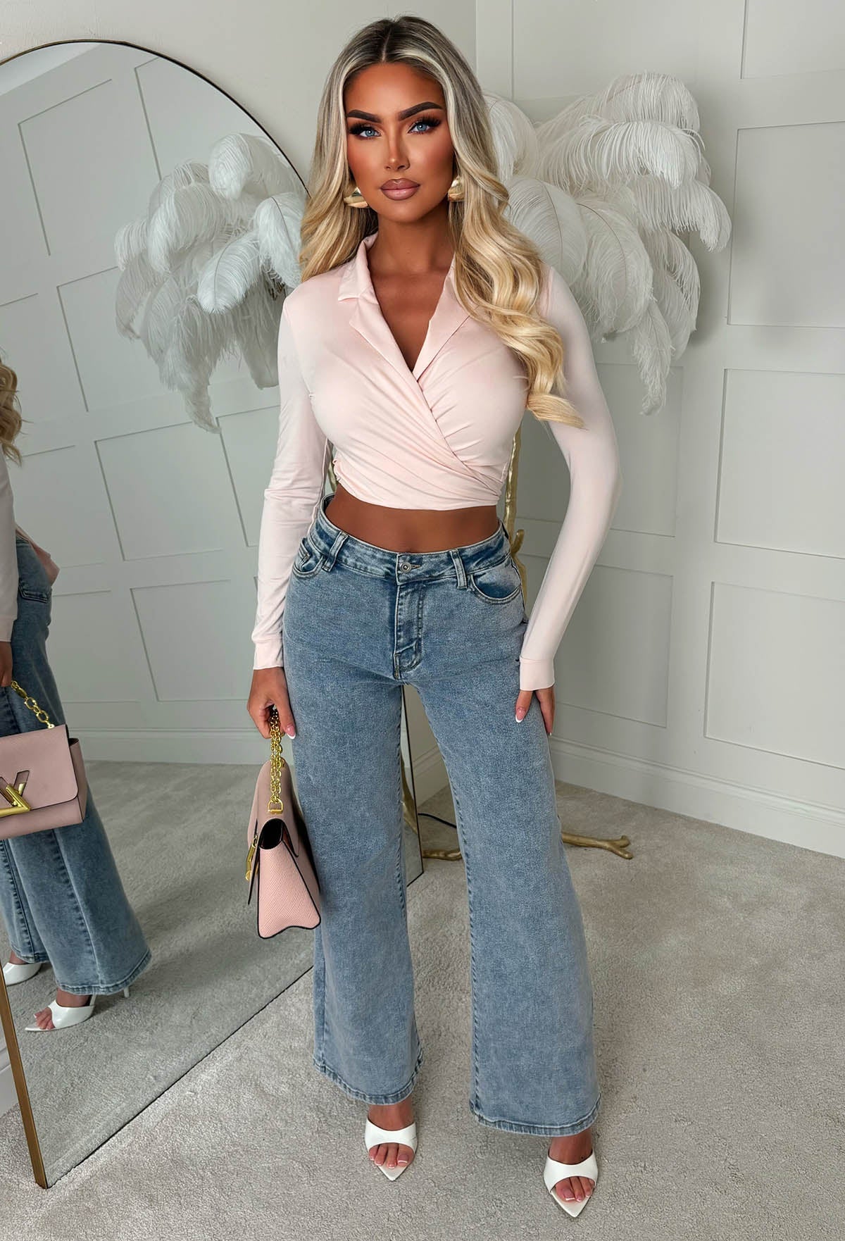 Love Me Softly Pink Side Tie Long Sleeve Shirt