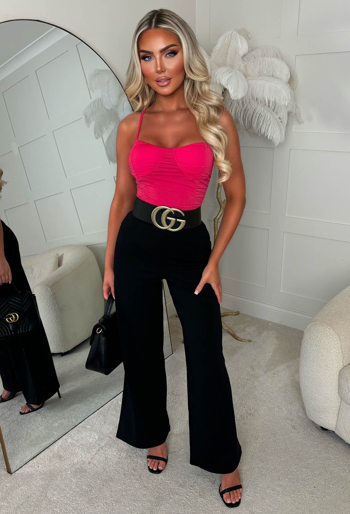 Lover Gal Hot Pink Ruched Bodysuit