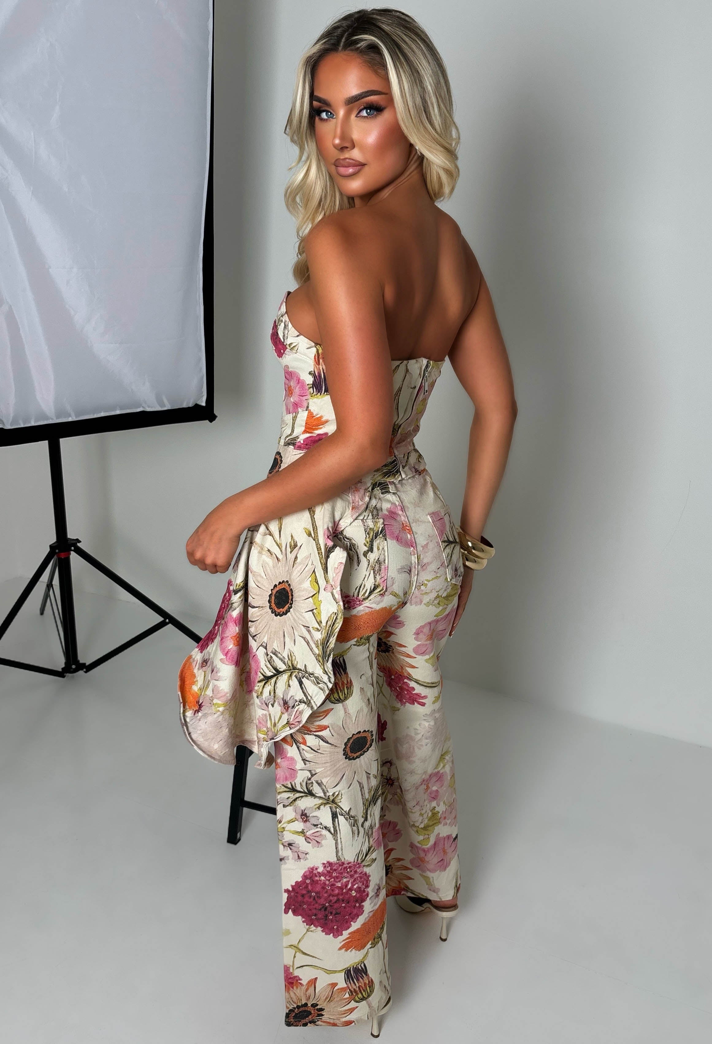 Multi Floral Stretch Denim Jeans