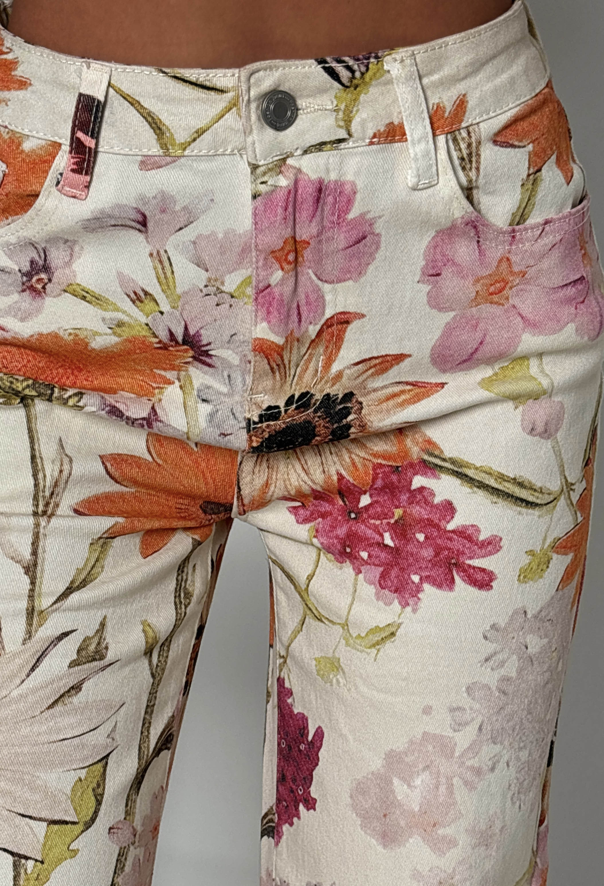 Multi Floral Stretch Denim Jeans