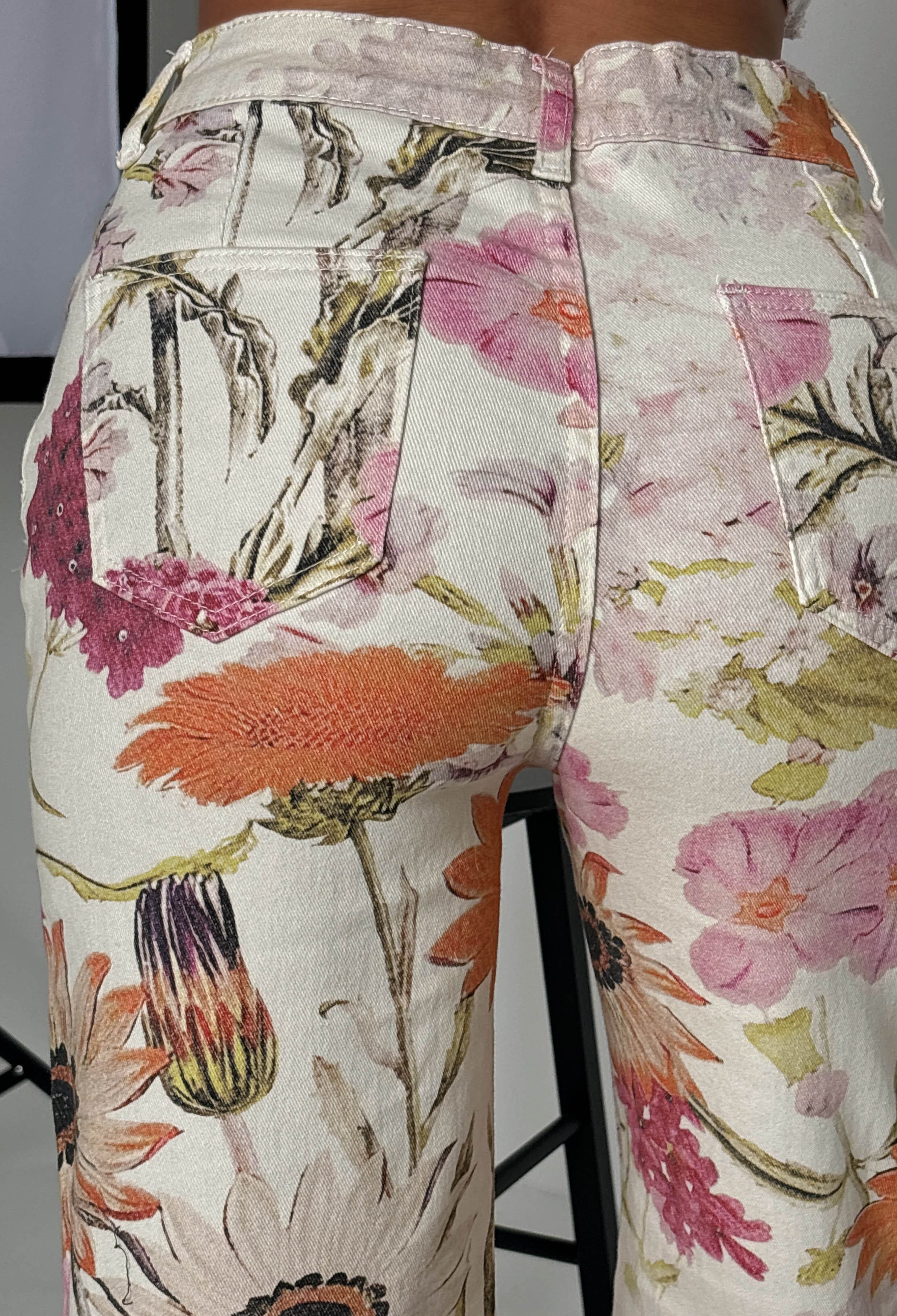 Multi Floral Stretch Denim Jeans
