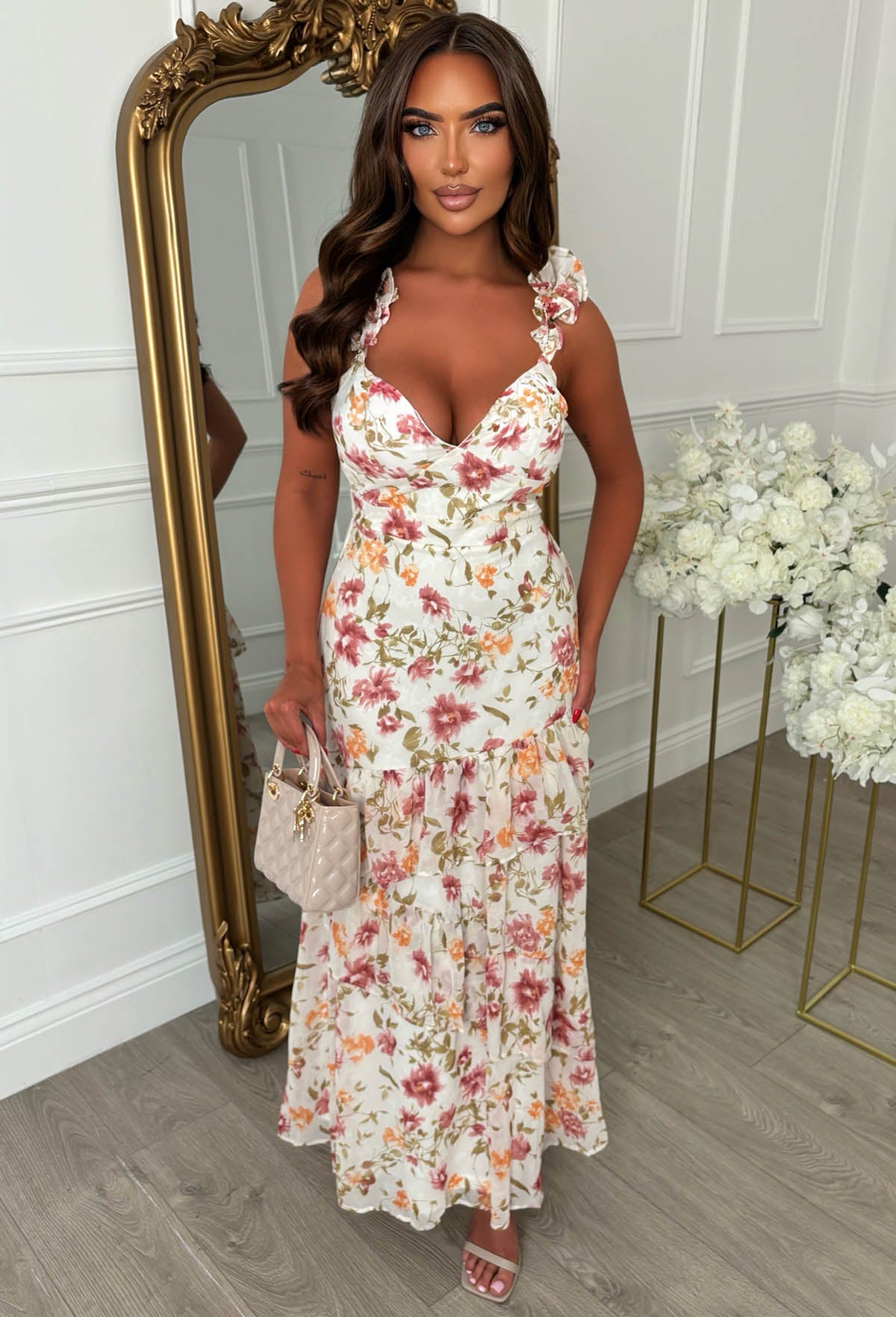 Lush And Lavish Pink Pretty Floral Maxi Dress