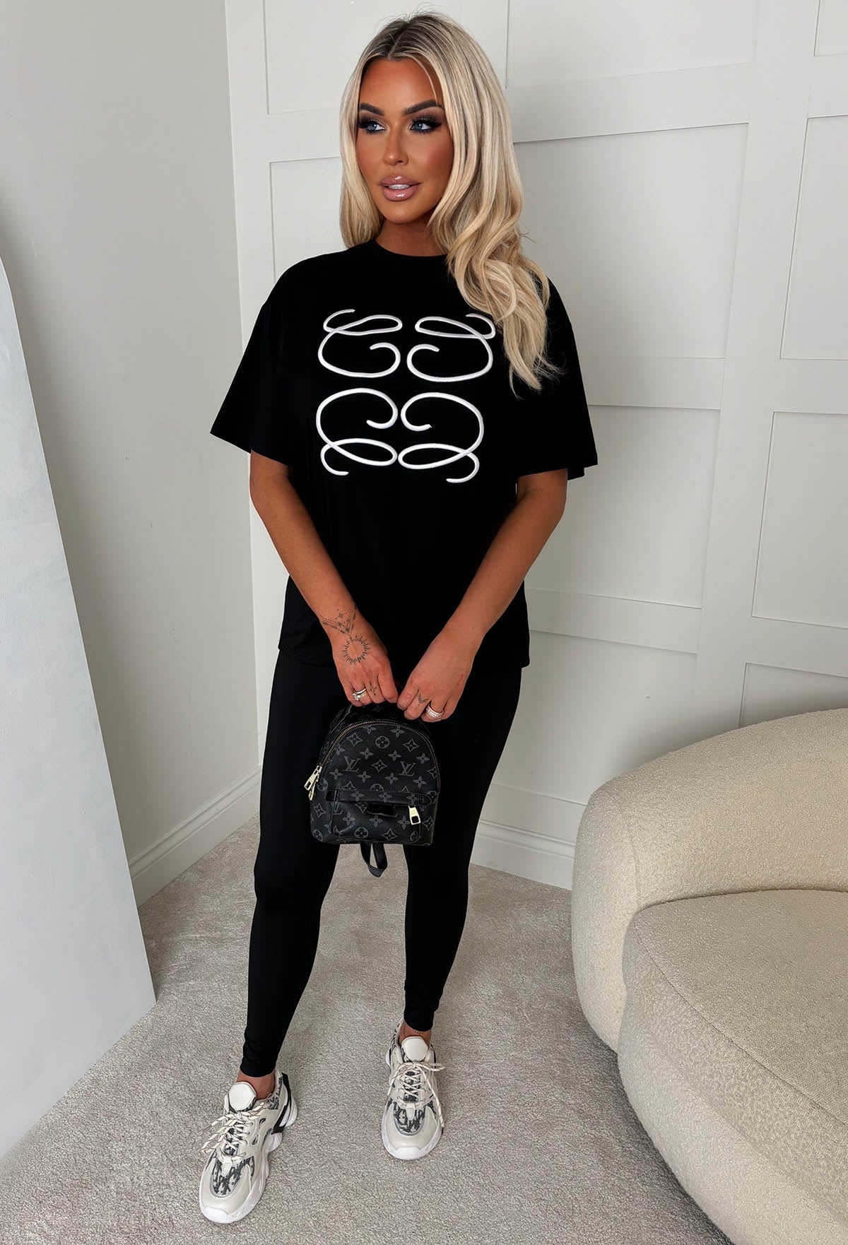 Luxe Girly Black Printed T-Shirt