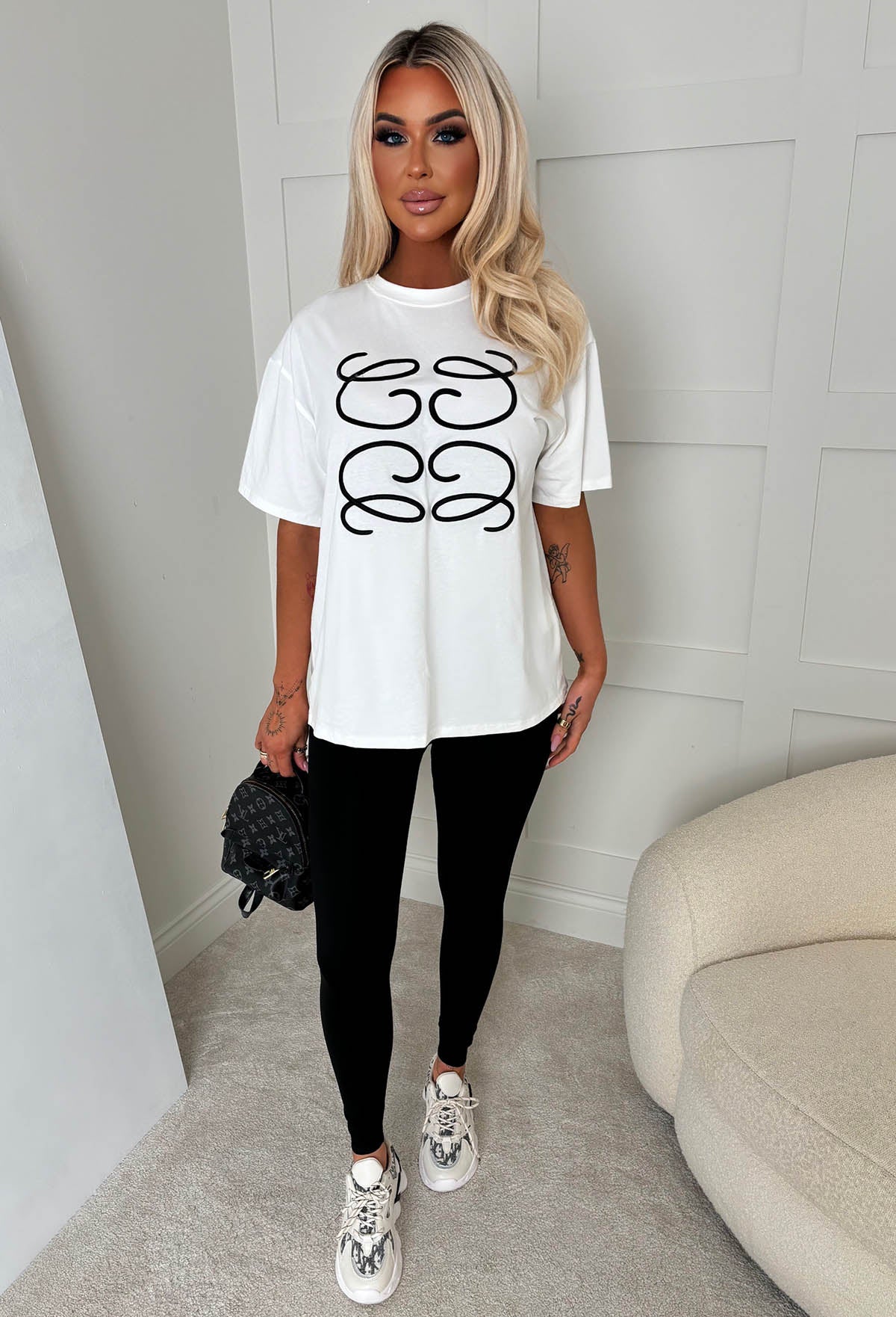 Luxe Girly White Printed T-Shirt