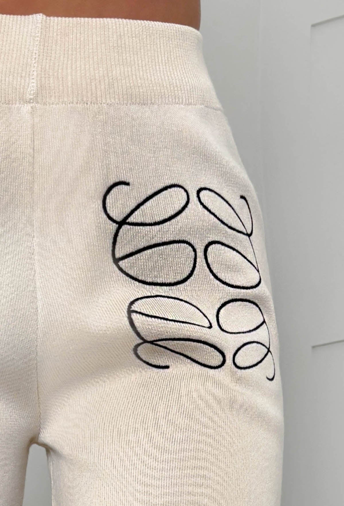 Luxe Layers Cream Embroidered Knitted Trousers