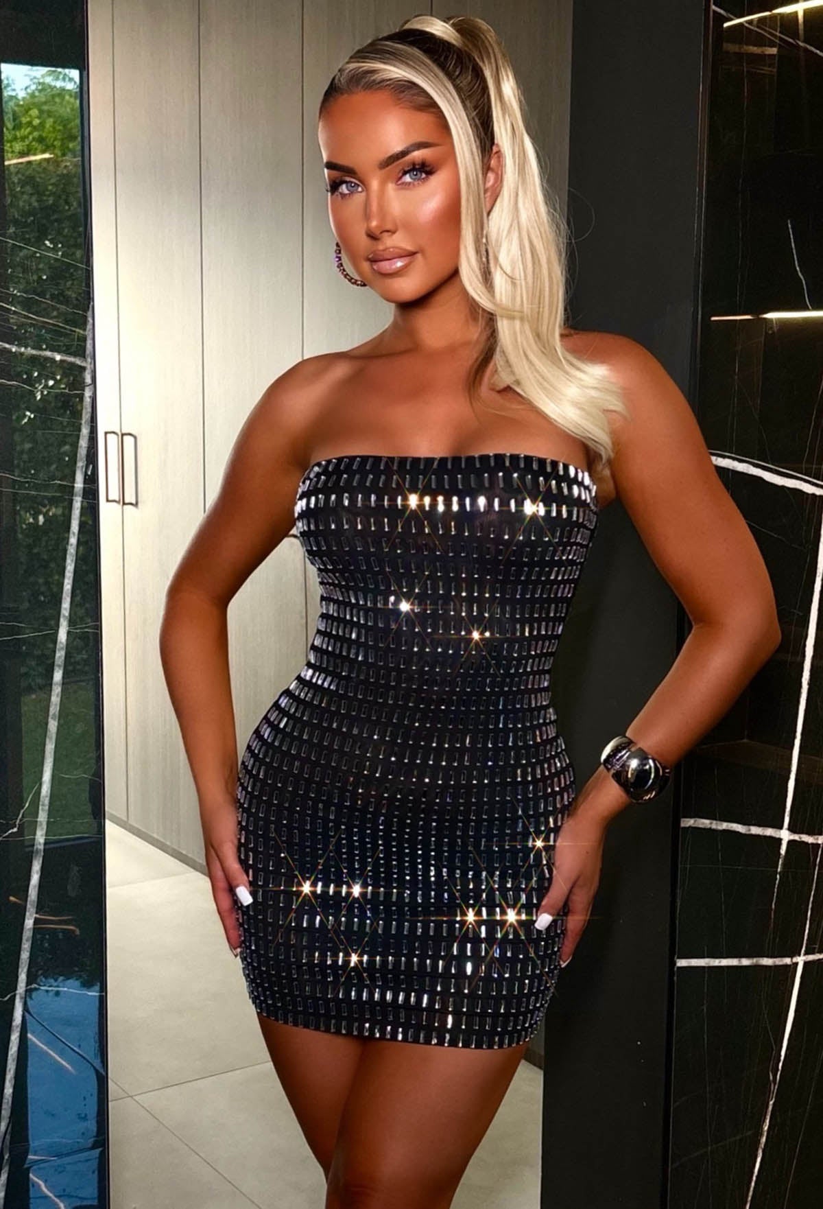 Midnight Mirage Black Mirror Fix Bandeau Dress