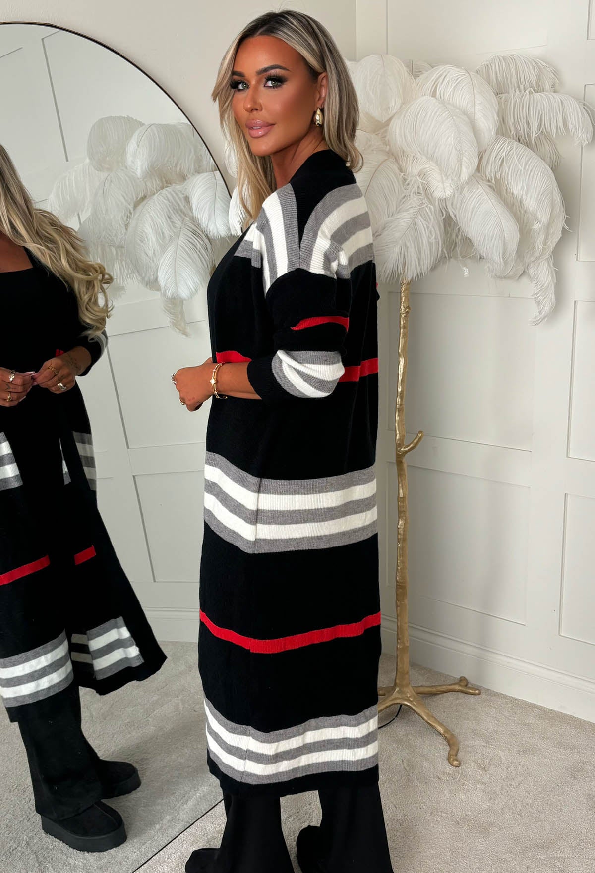 My Perfect Day Black Stripe Maxi Cardigan