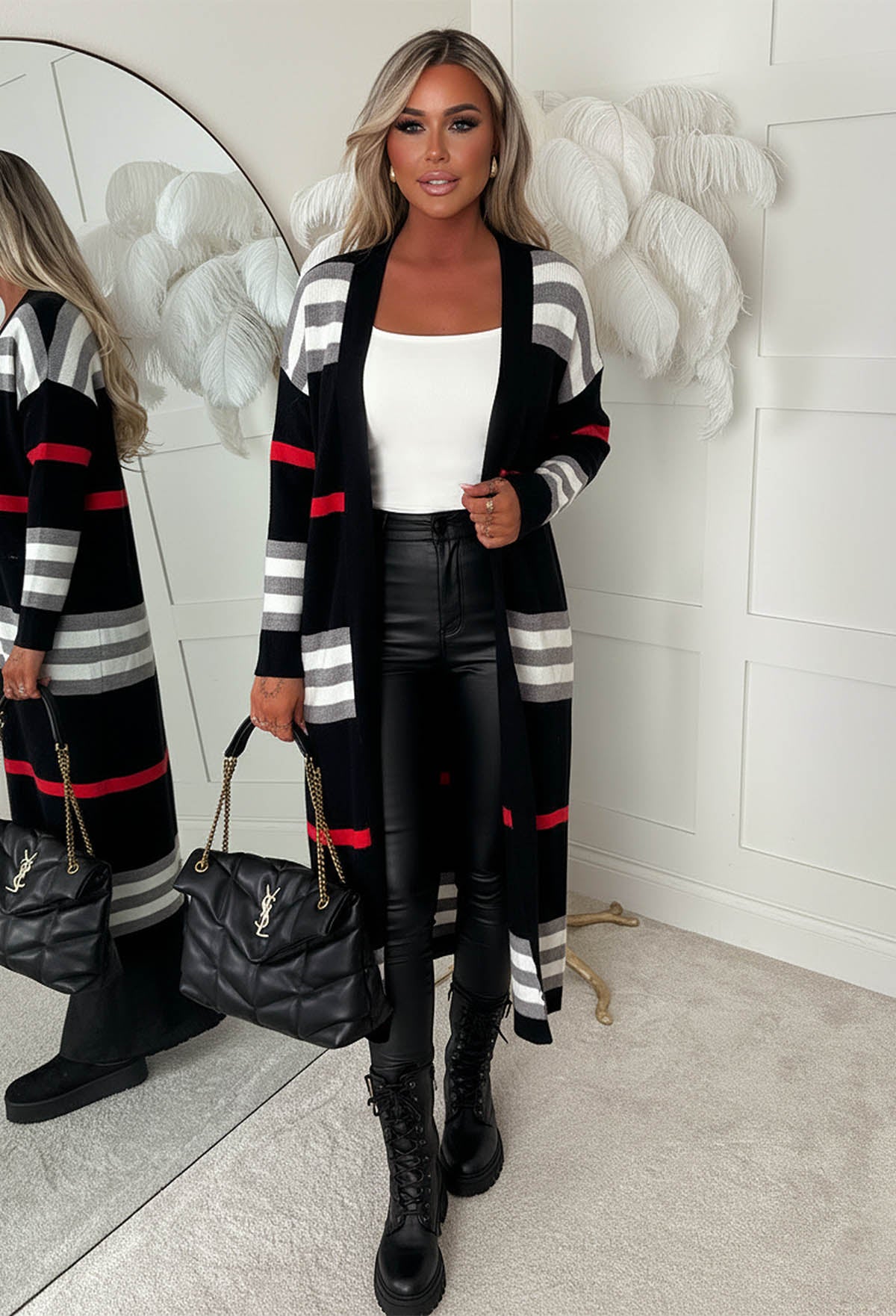 My Perfect Day Black Stripe Maxi Cardigan