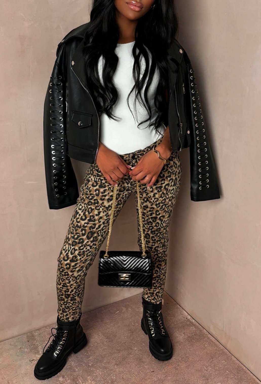 My Wild Life Leopard Skinny Stretch Jeans