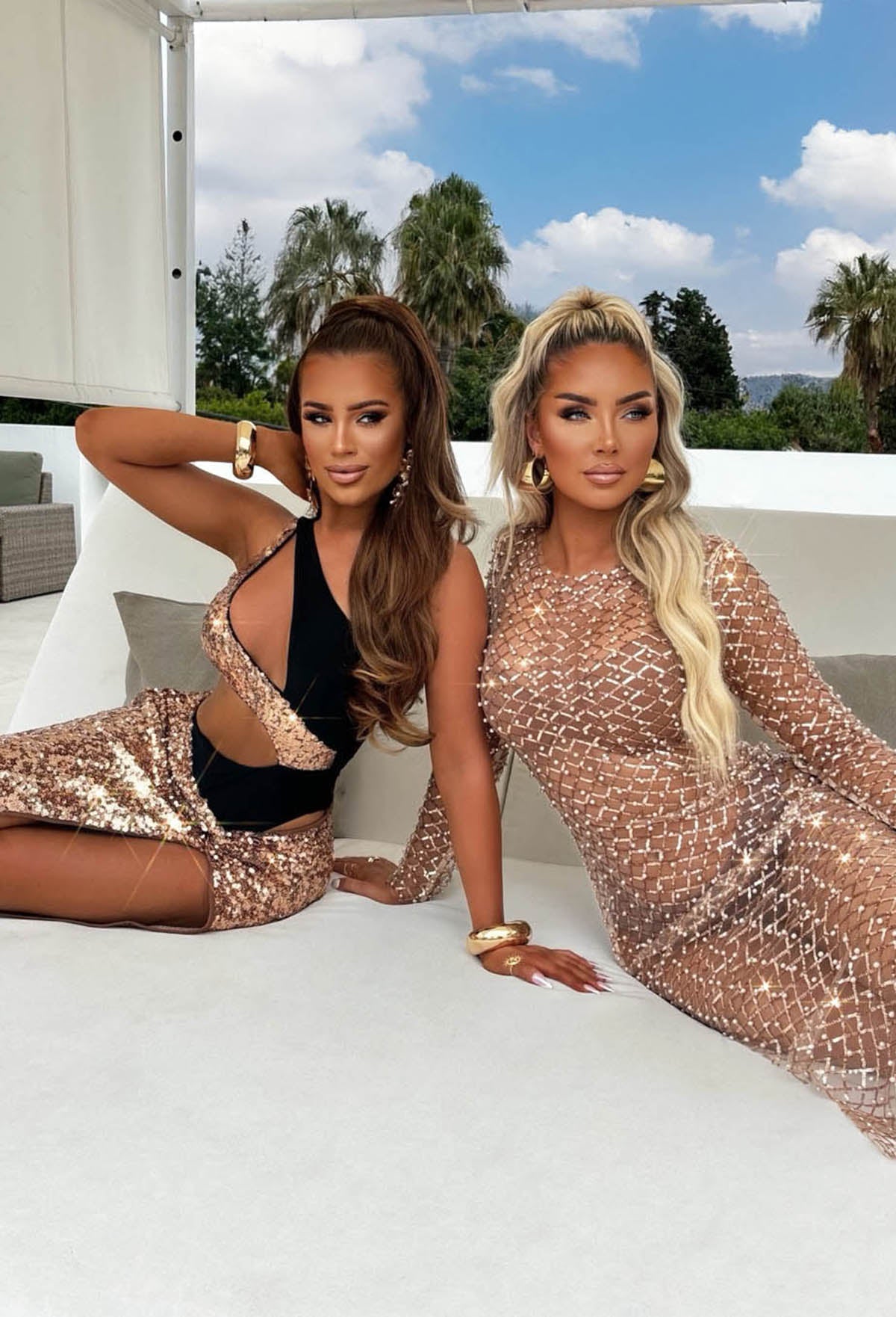 New It Girl Rose Gold Sequin Maxi Cover Up Dress