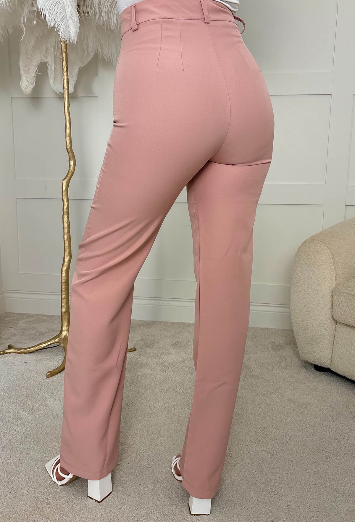 No Apologies Pink Straight Leg Trousers