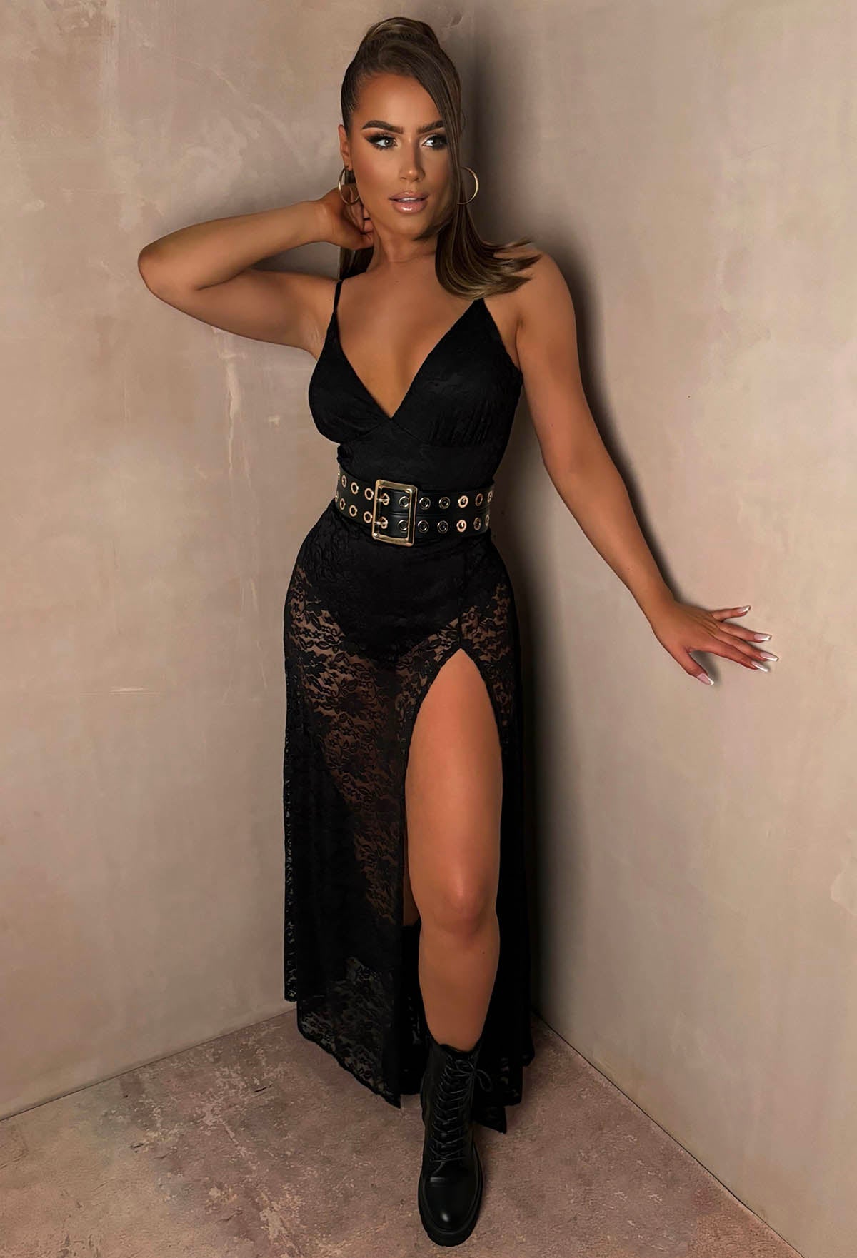 Now You See Me Black Lace Cami Dress With Bodysuit | Pink Boutique Now You See Me Black Lace Cami Dress With Bodysuit | Pink Boutique