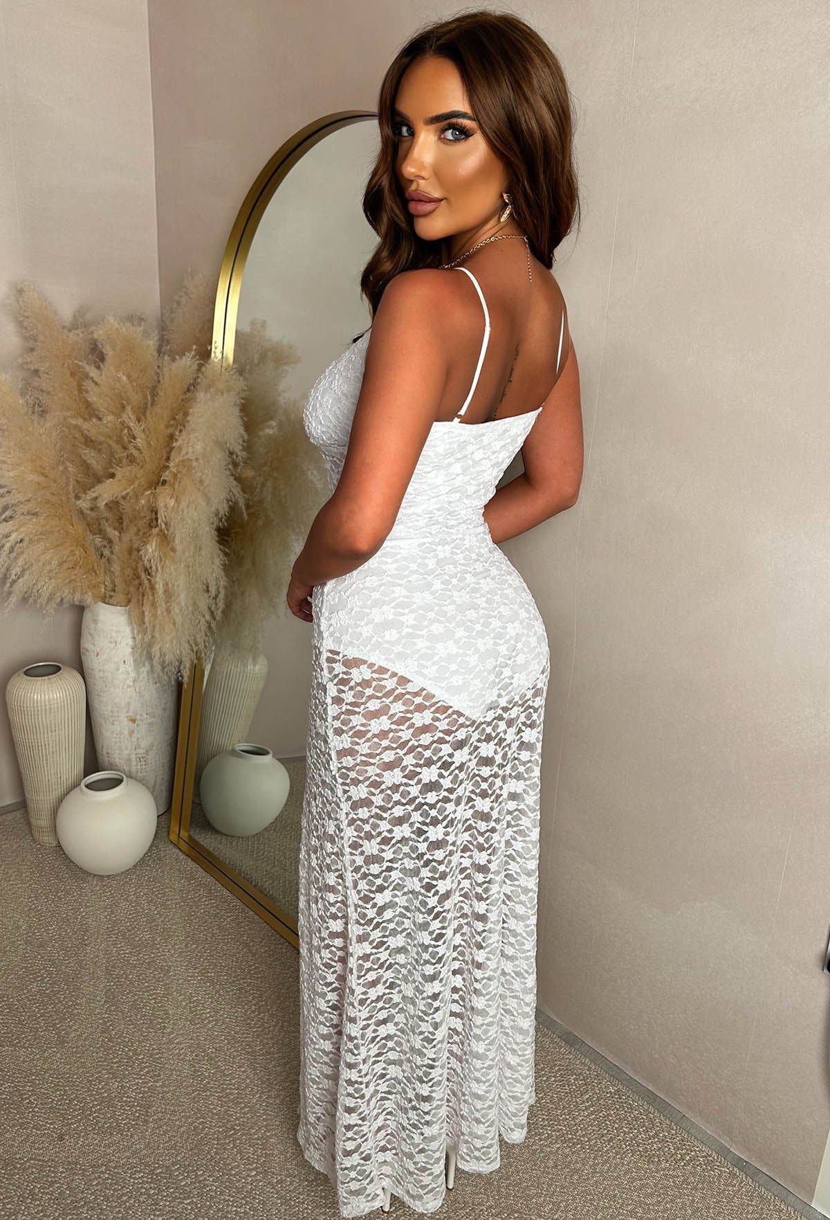 Now You See Me White Lace Cami Dress With Body Suit