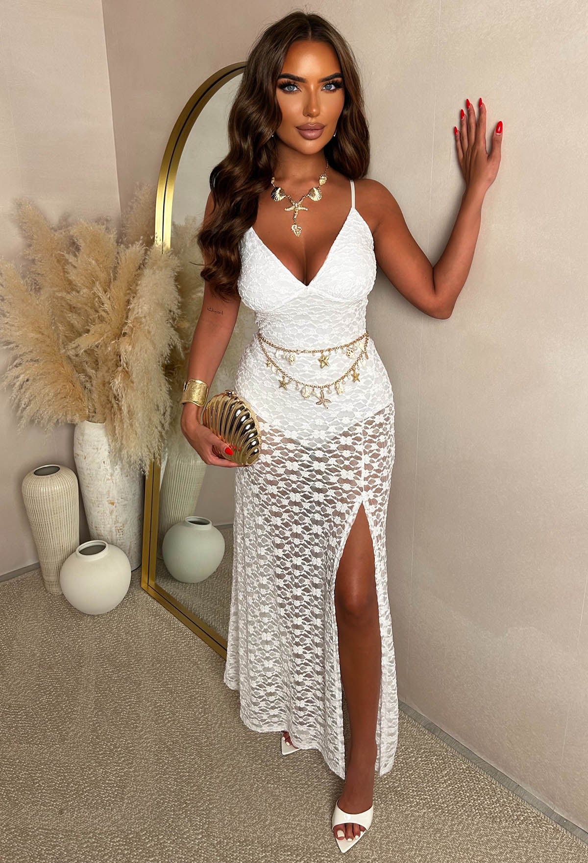 Now You See Me White Lace Cami Dress With Body Suit