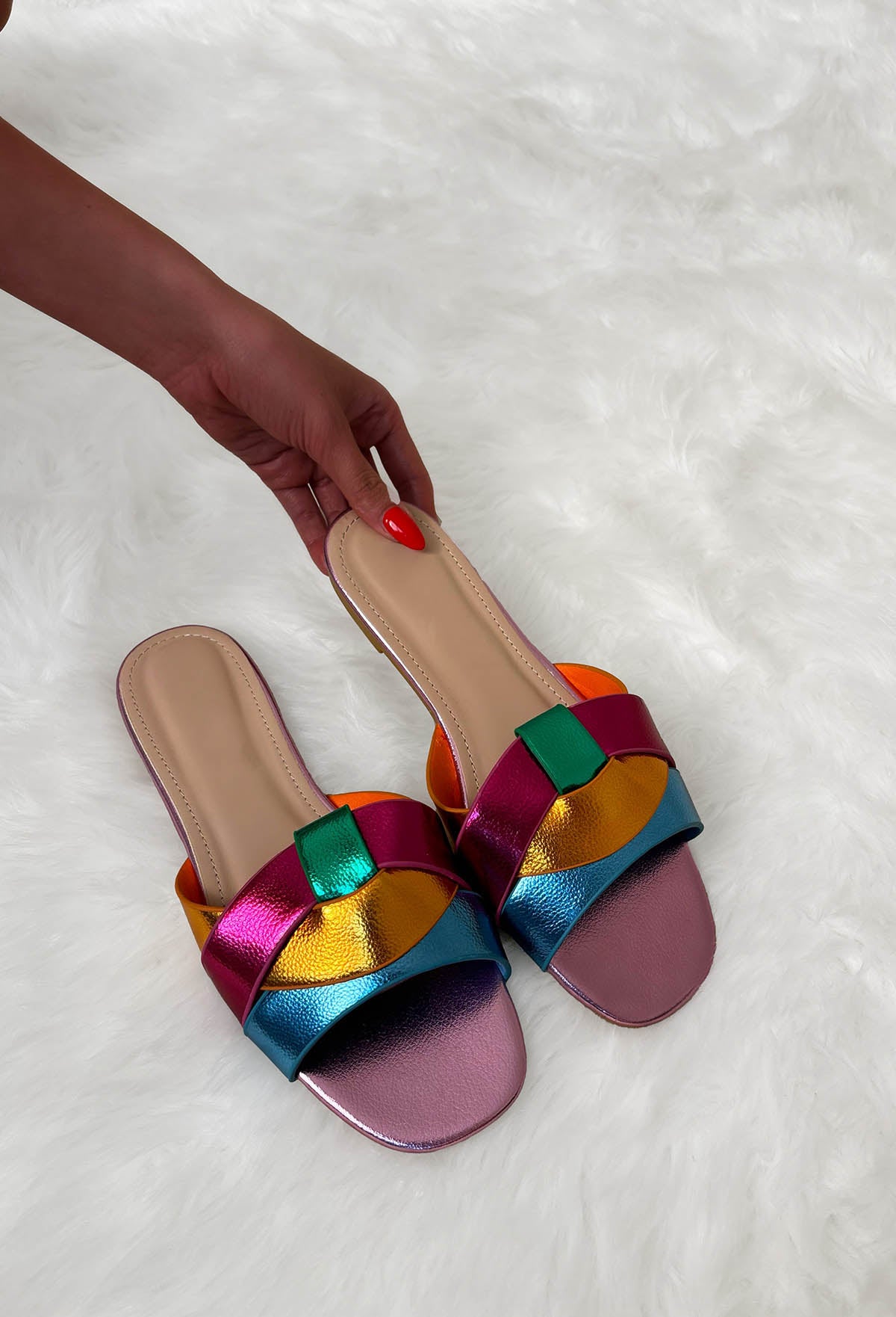 Over You Multi Faux Leather Sliders
