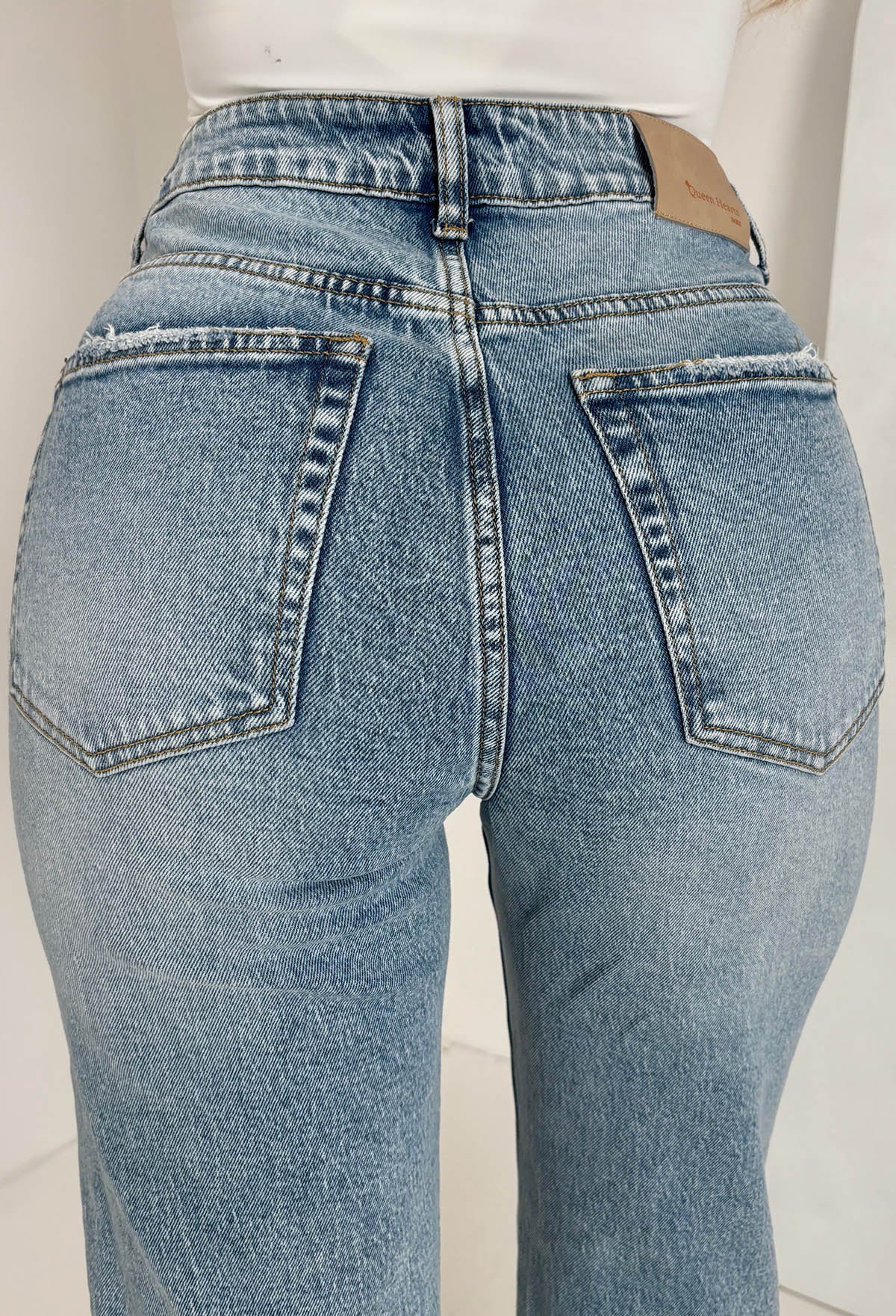 Pearl Divine Mid Wash Stretch Pearl Detail Jeans