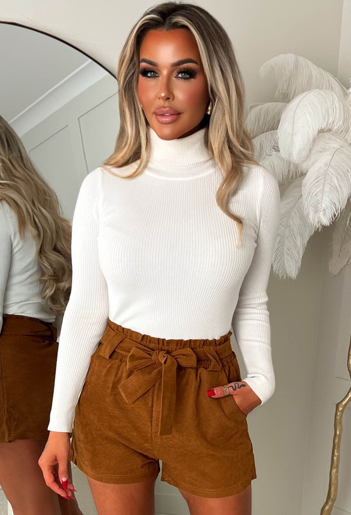 Perfect For Me Tan Paperbag Shorts