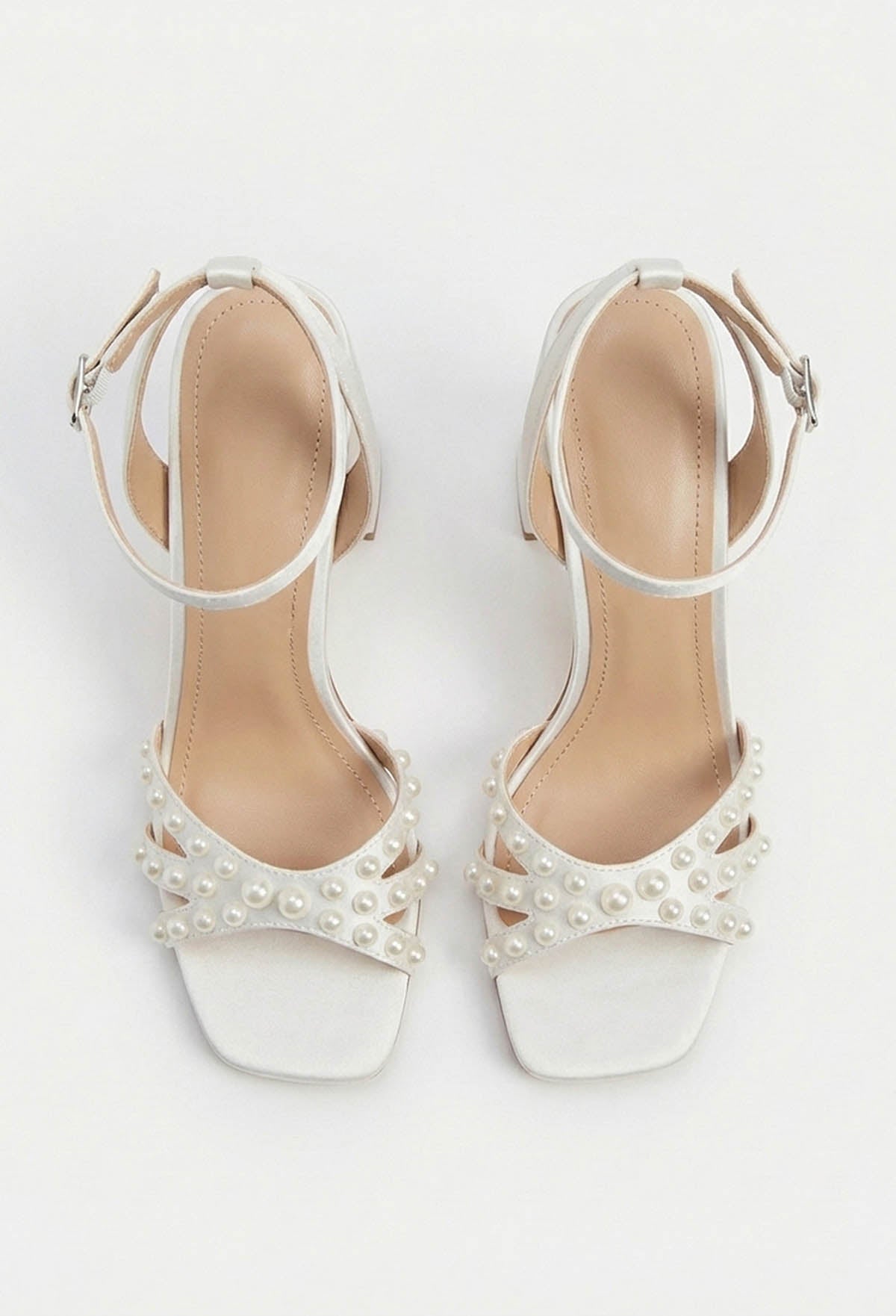 Perfect Pearls White Block Heel Sandals