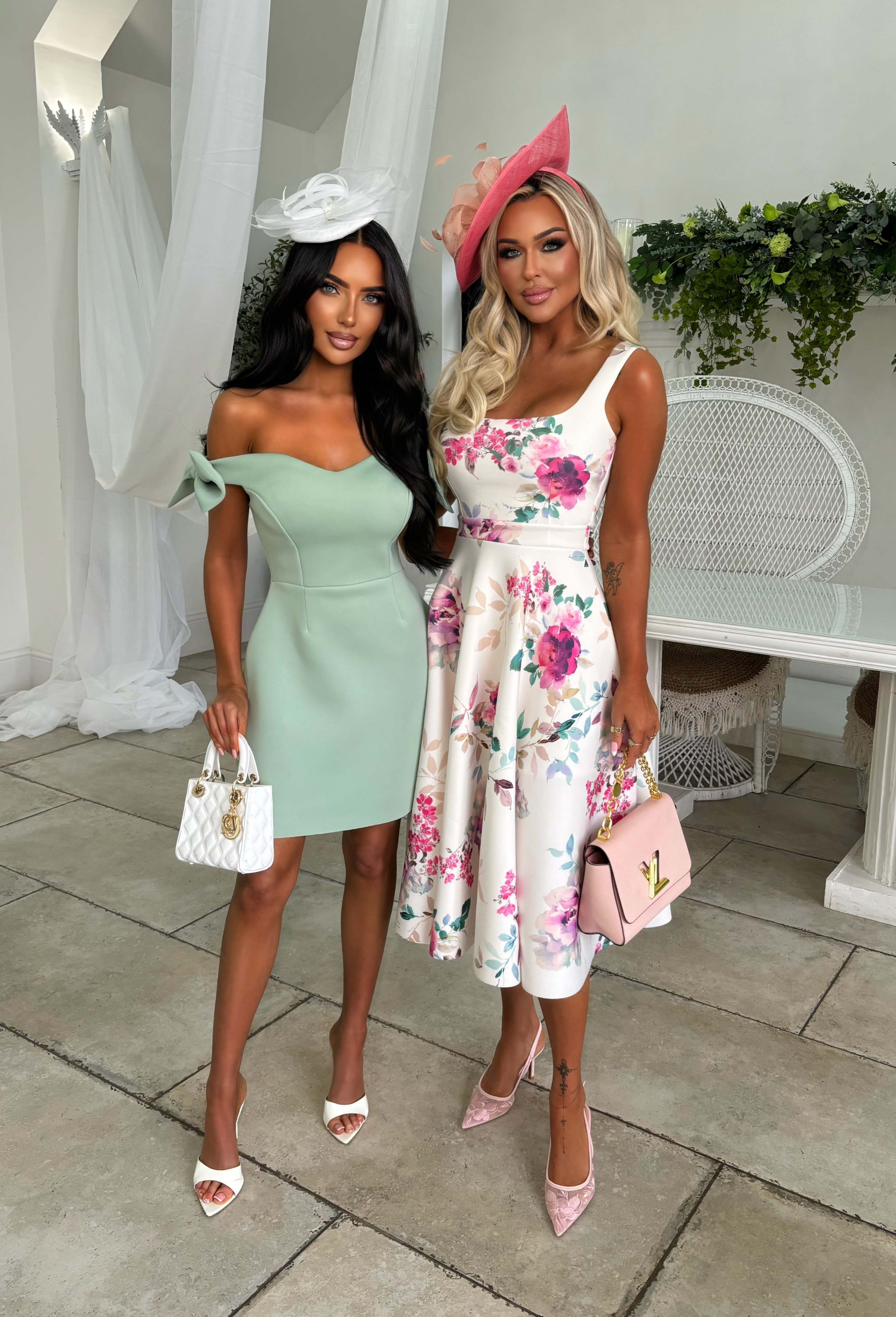 Petal Whisper Pink Pretty Floral Flared Skirt Midi Dress