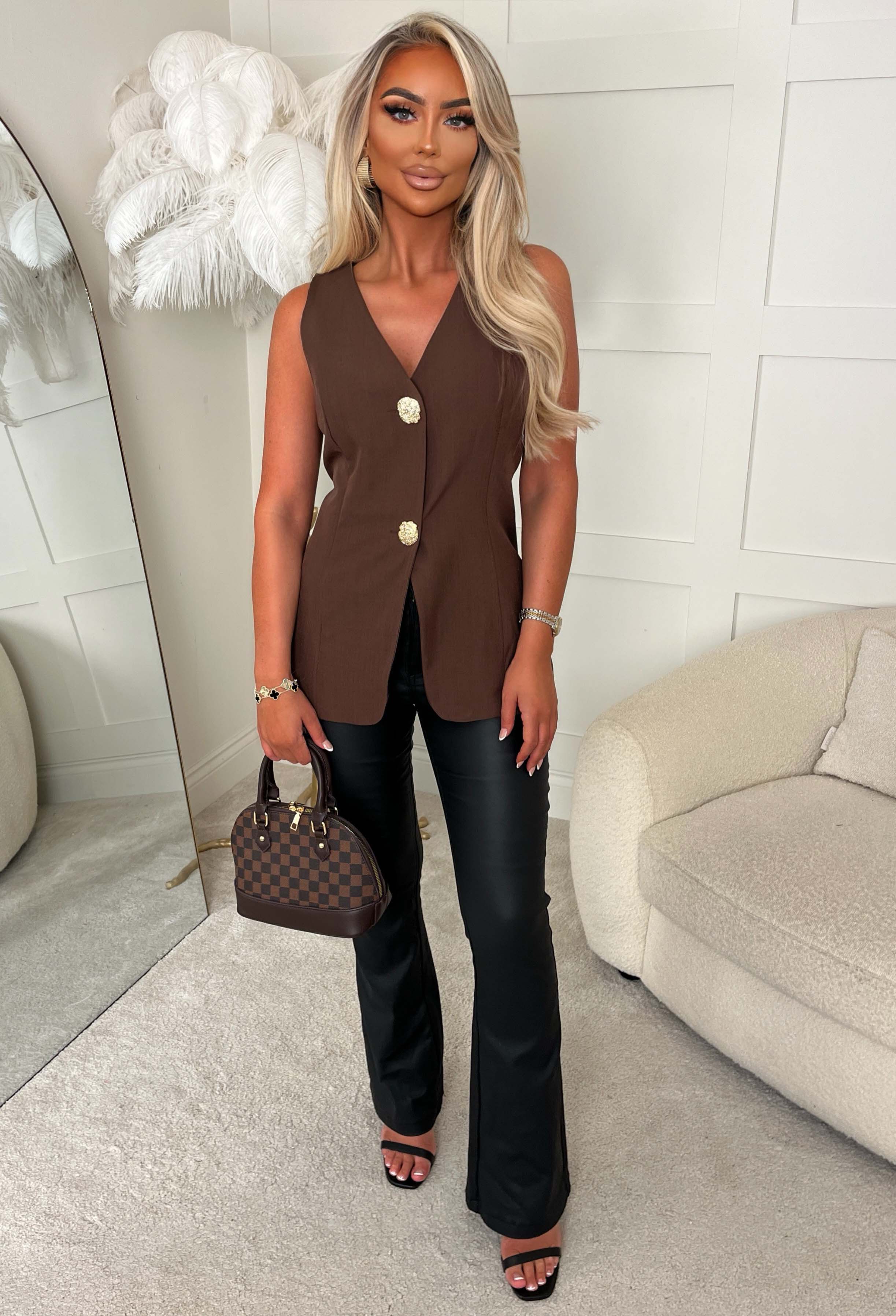 Power Moves Brown Gold Button Waistcoat