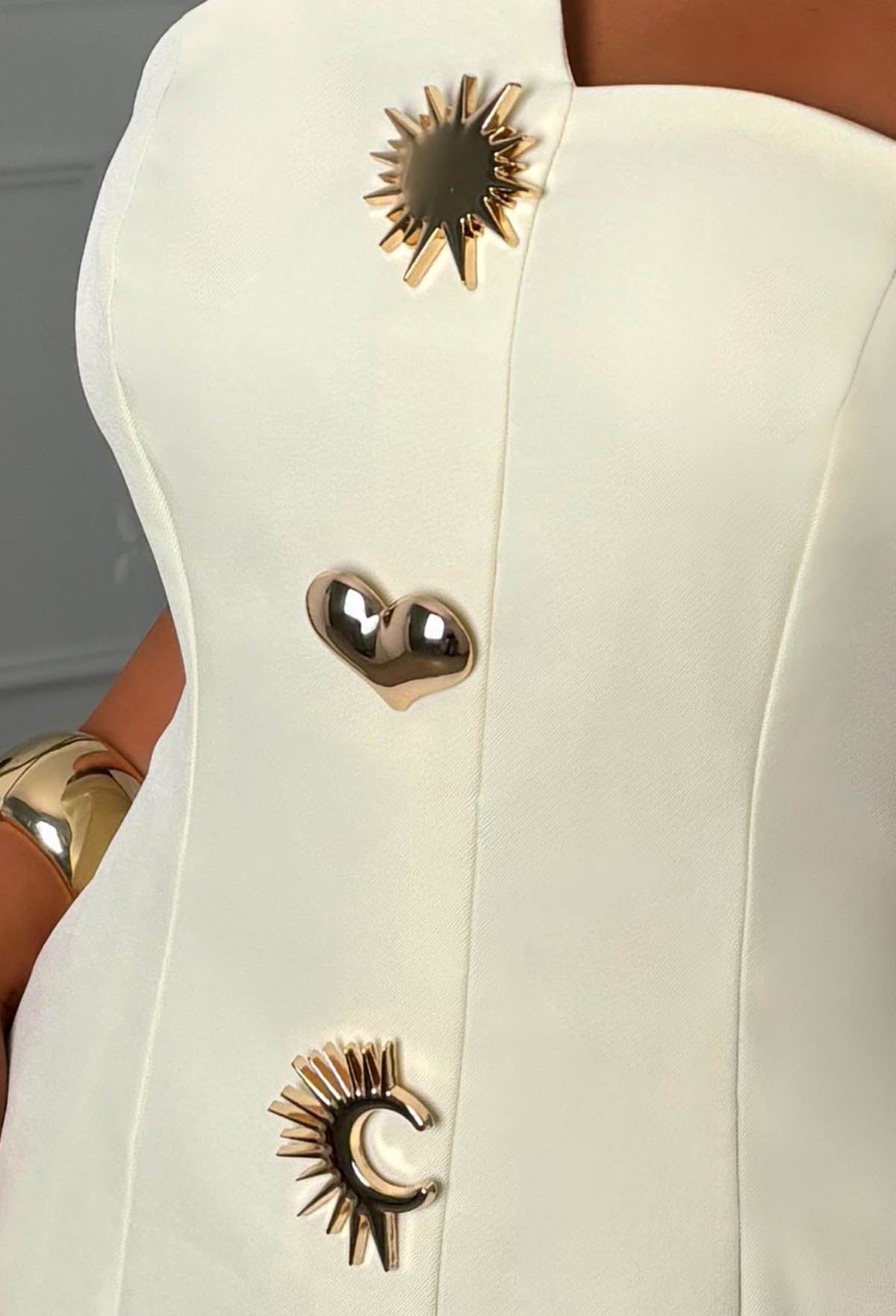 Pretty Darling Lemon Strapless Button Front Mini Dress