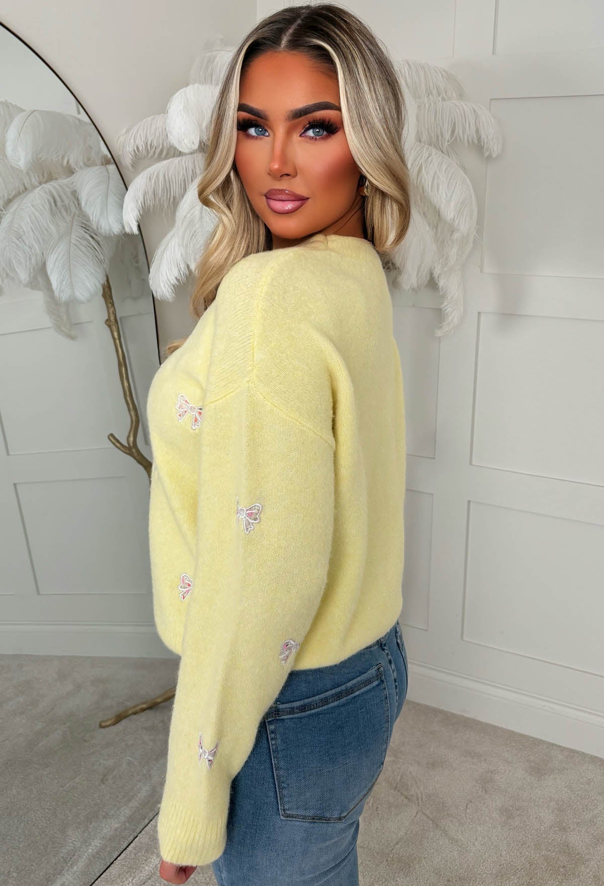 Pretty In Bows Lemon Bow Crew Neck Jumper