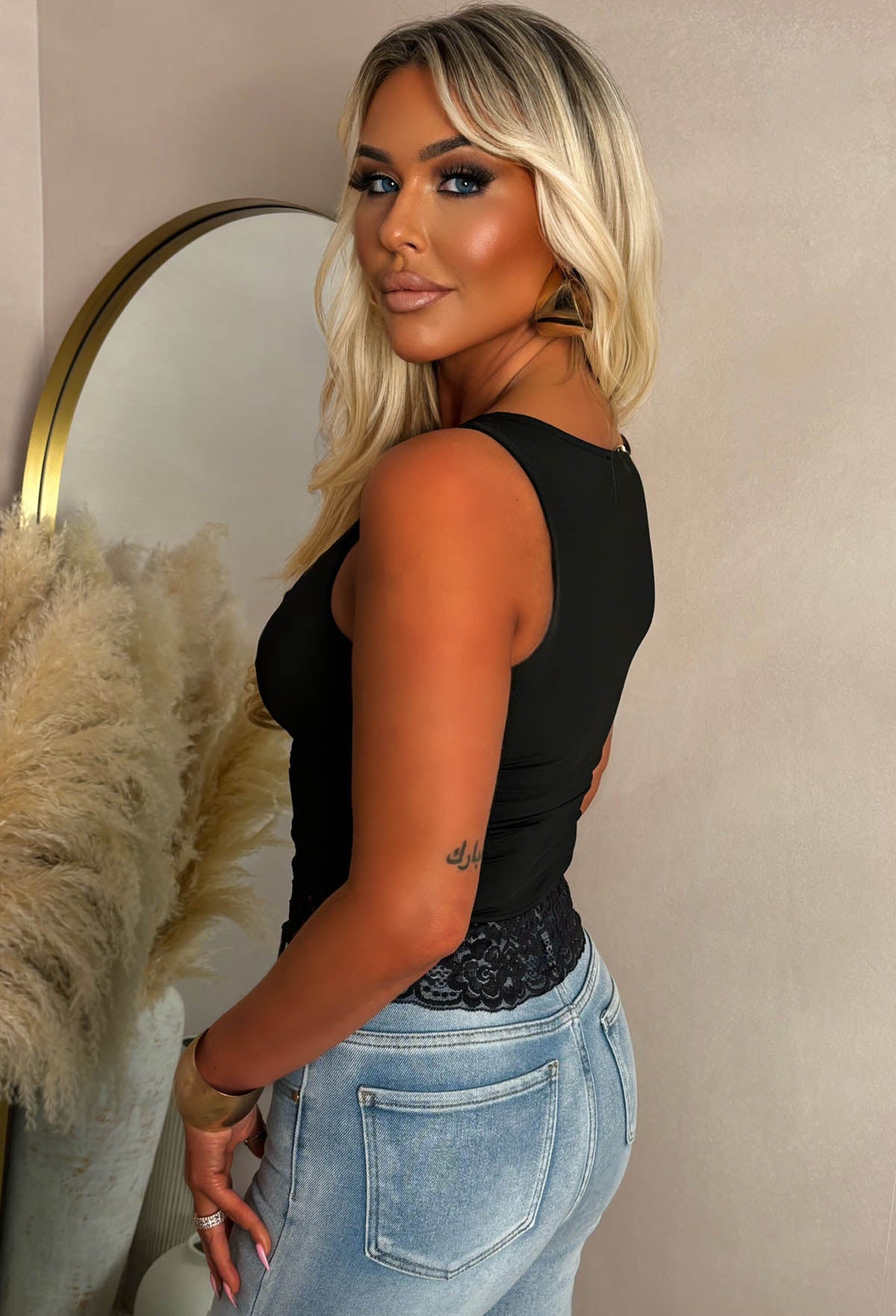 Pretty Little Liar Black Lace Stretch Top