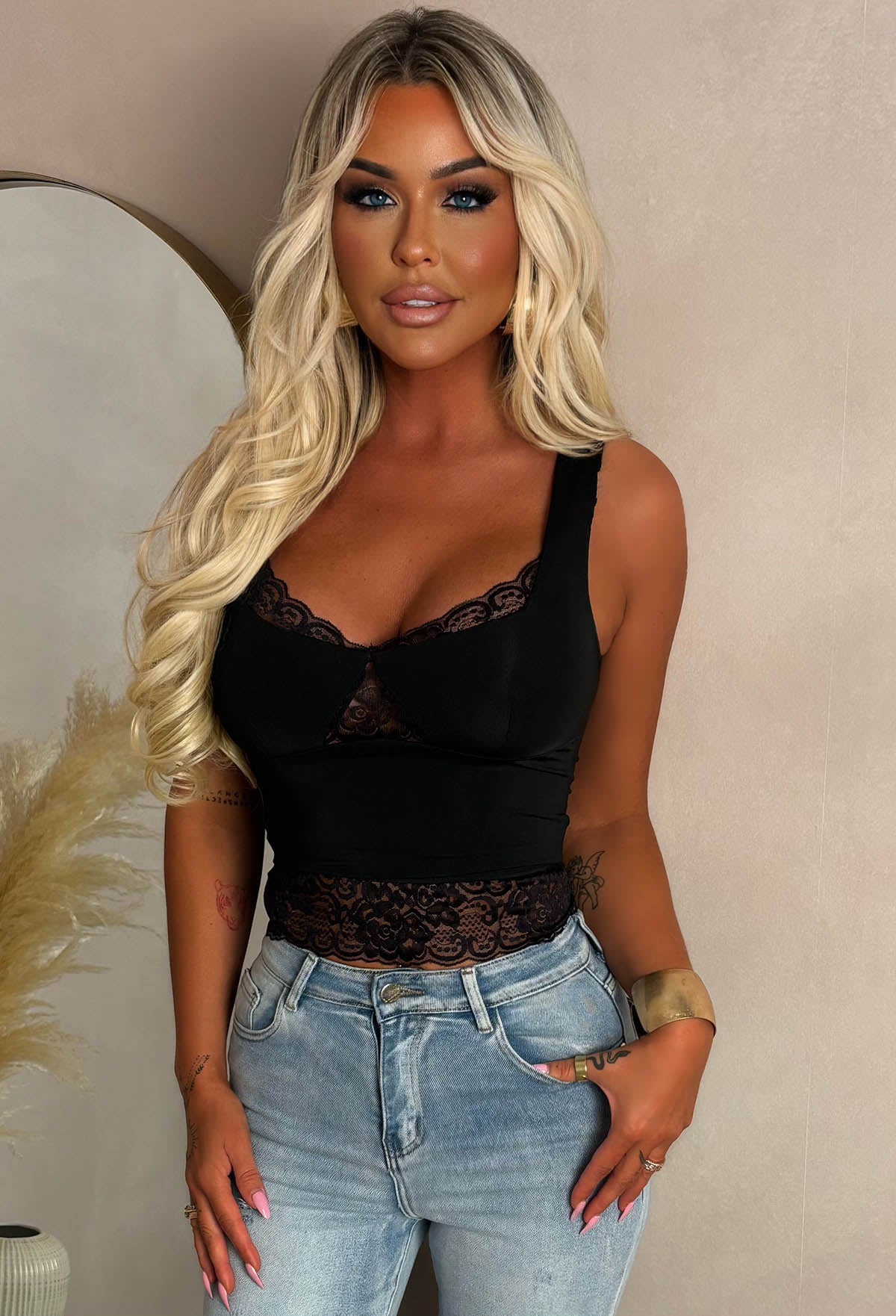 Pretty Little Liar Black Lace Stretch Top