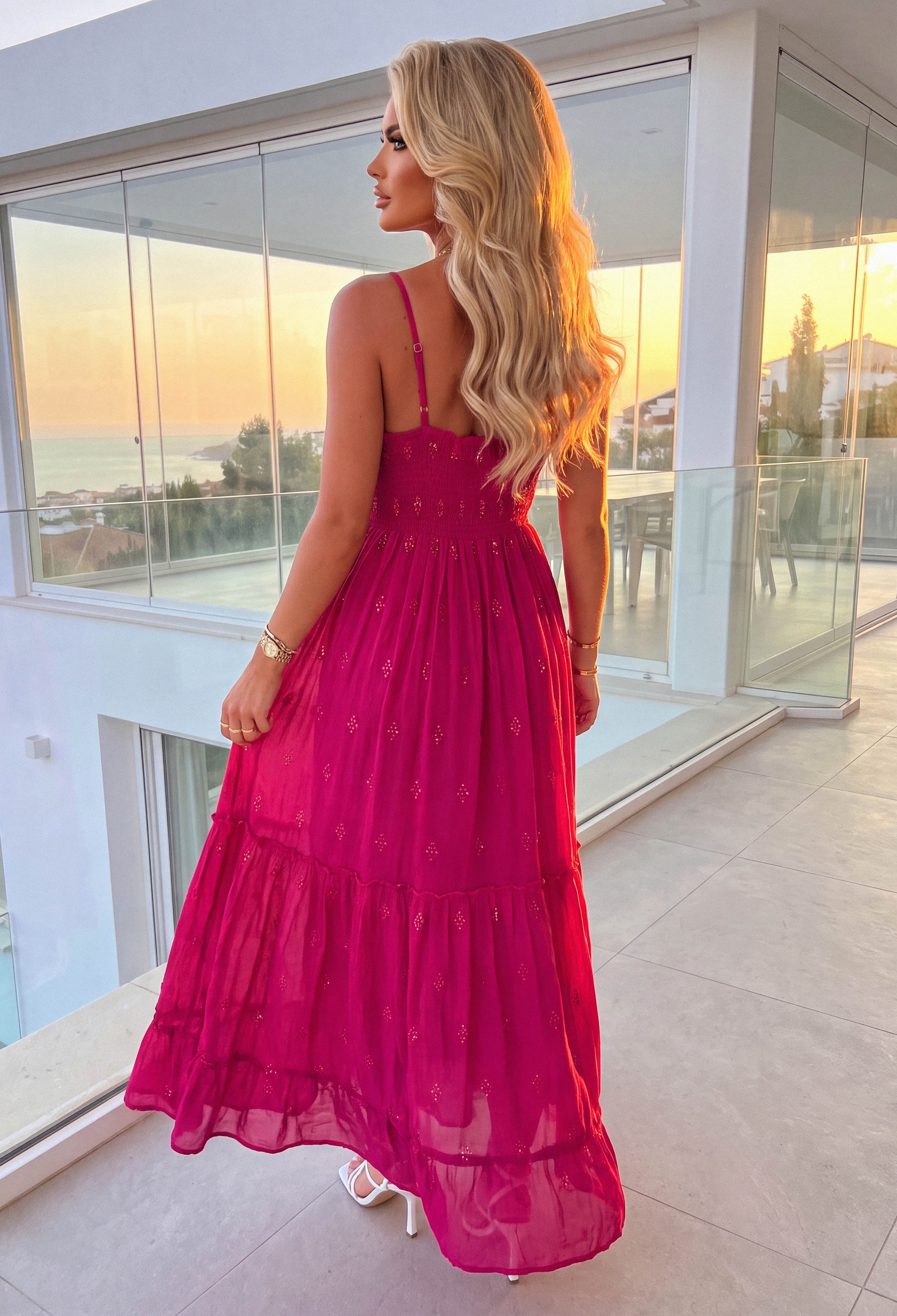 Pink Tiered Maxi Dress