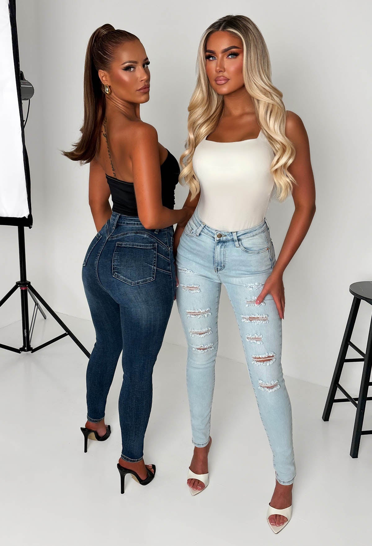 Push Me Baby Light Wash Distressed Stretch Push Up Skinny Jeans