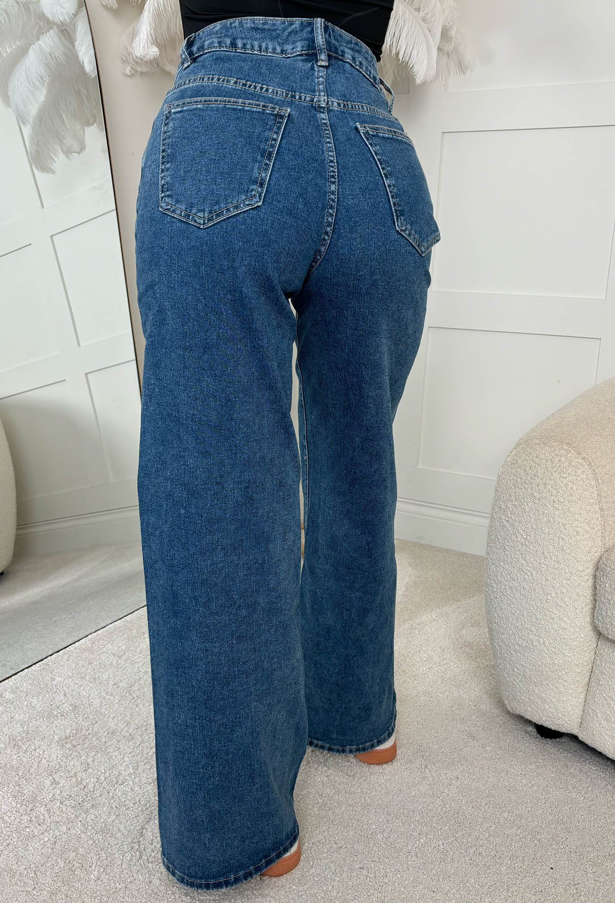 Rae Dark Wash Super Stretchy Flared Wide Leg Jeans
