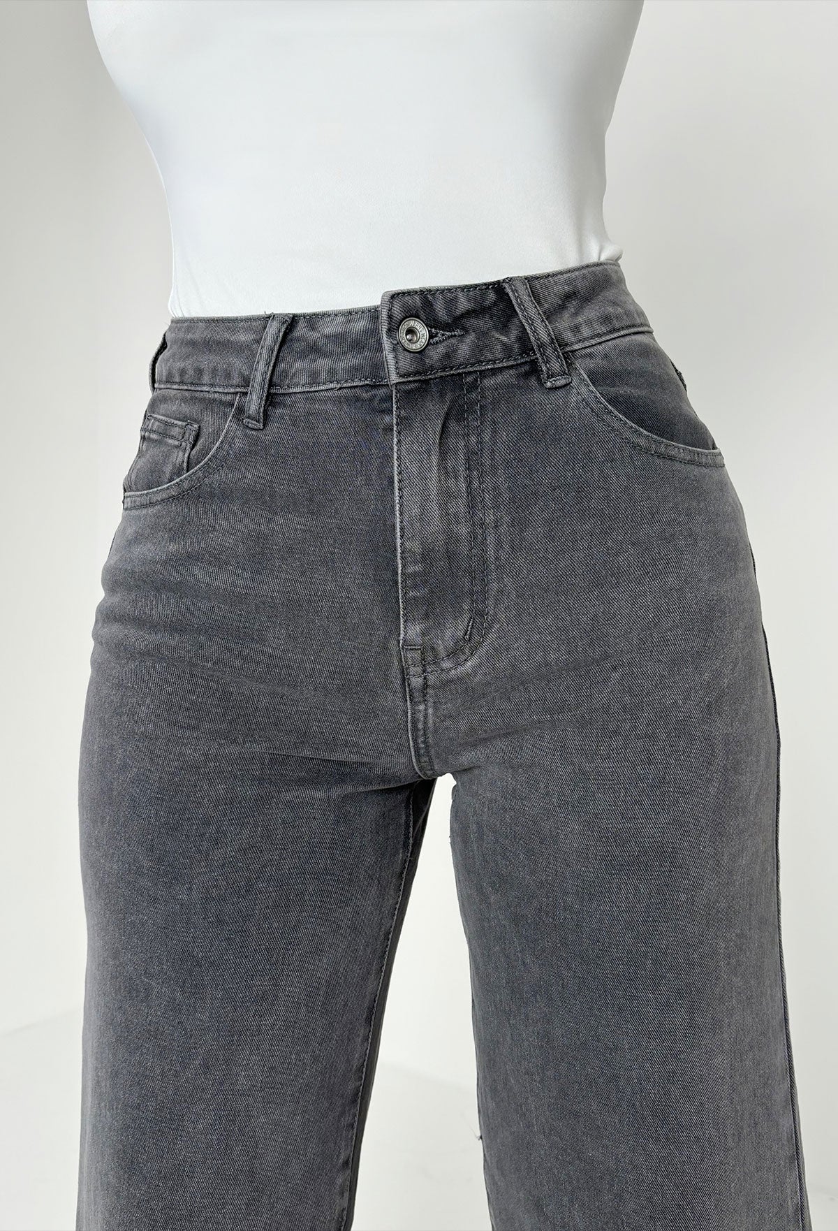 Grey Red Flared Jeans