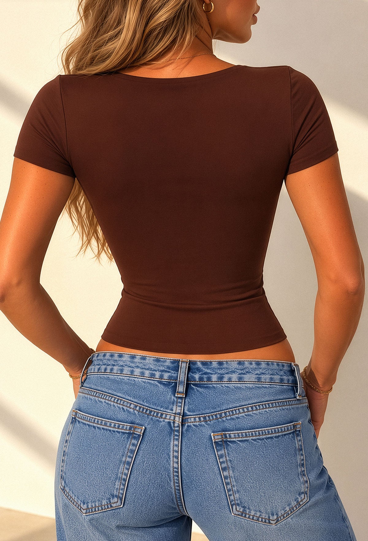 refined-luxe-chocolate-brown-double-layered-v-neck-short-sleeve-top-2