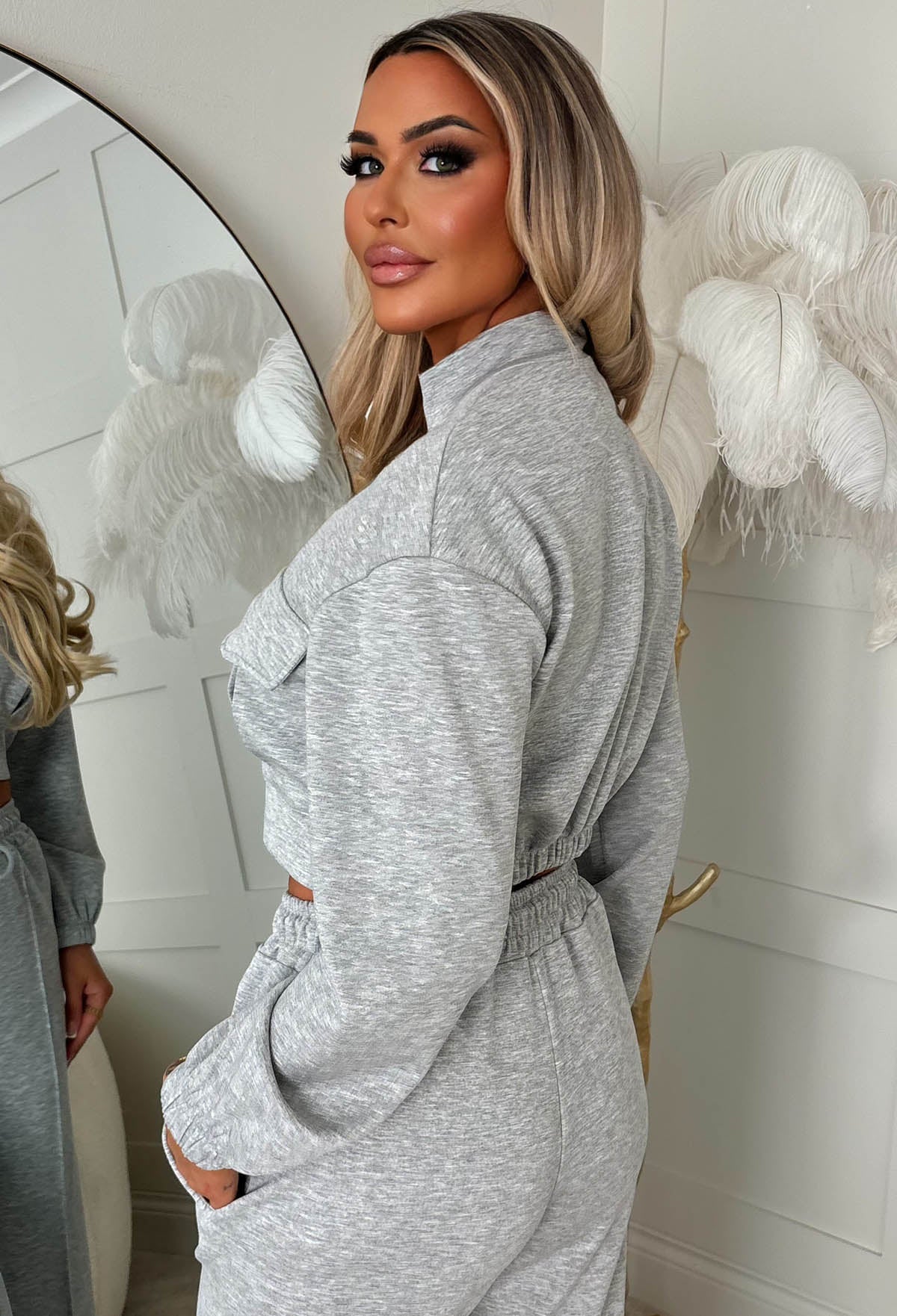 Rest Mode Grey Zip Up Pocket Lounge Co-Ord Set
