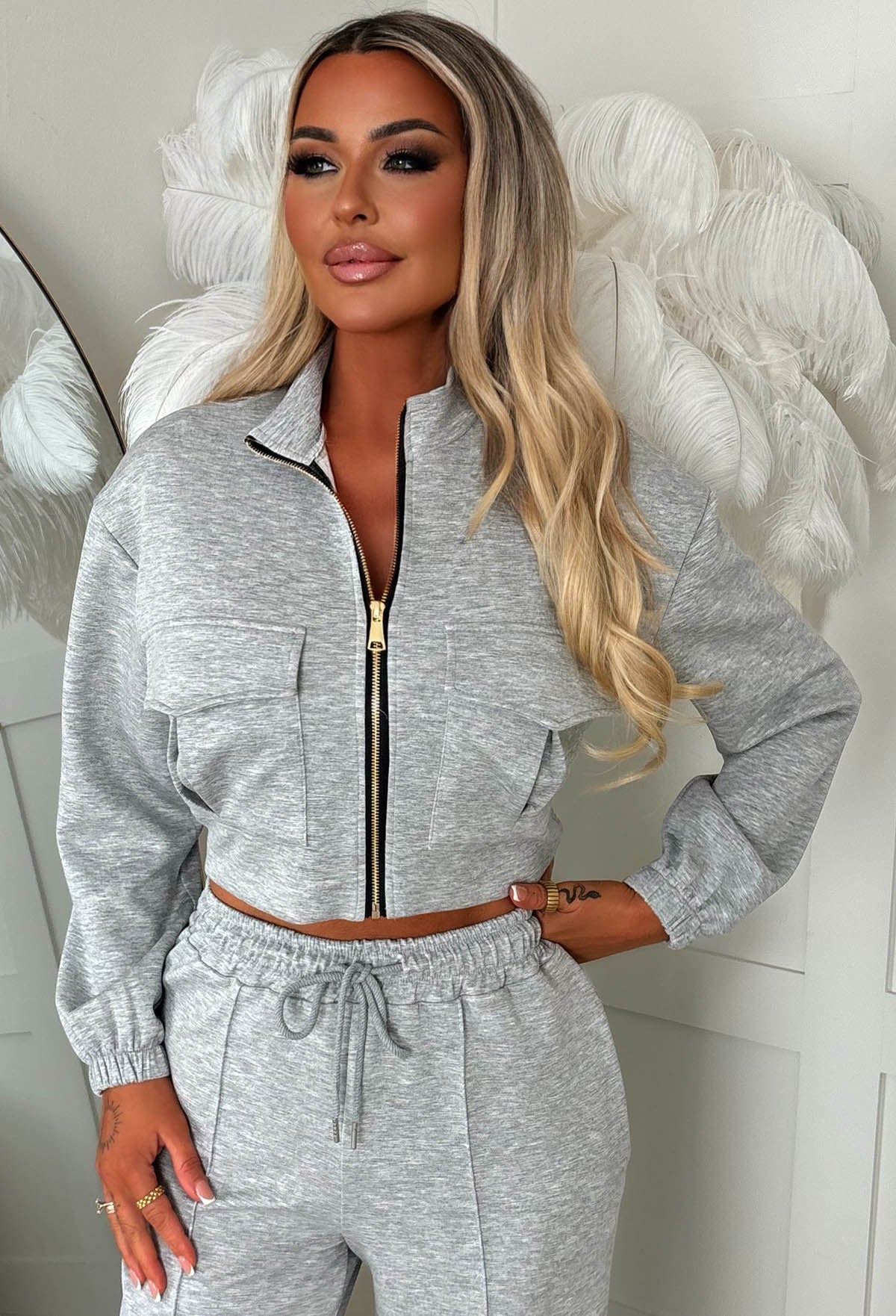 Rest Mode Grey Zip Up Pocket Lounge Co-Ord Set