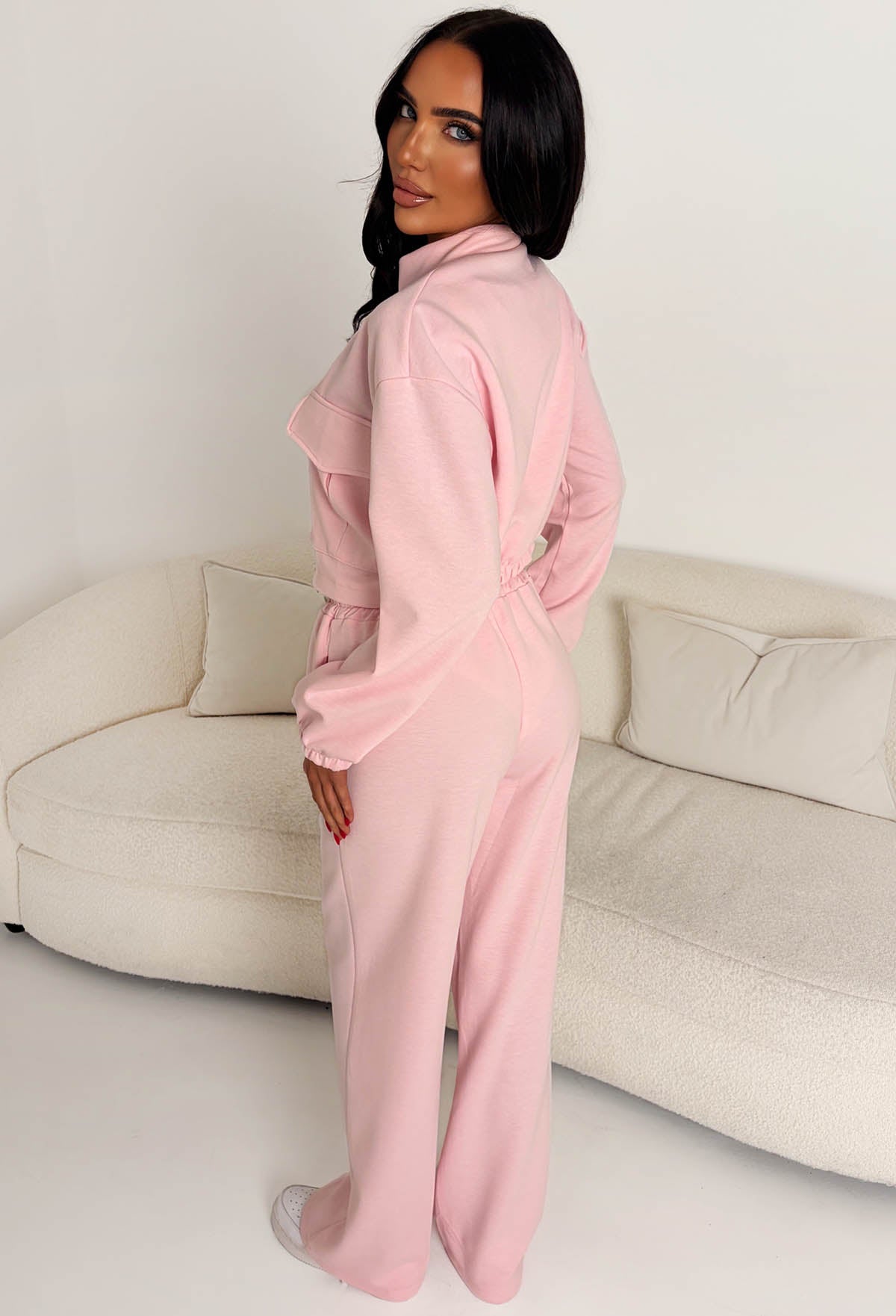 Rest Mode Pink Zip Up Pocket Lounge Co-Ord Set