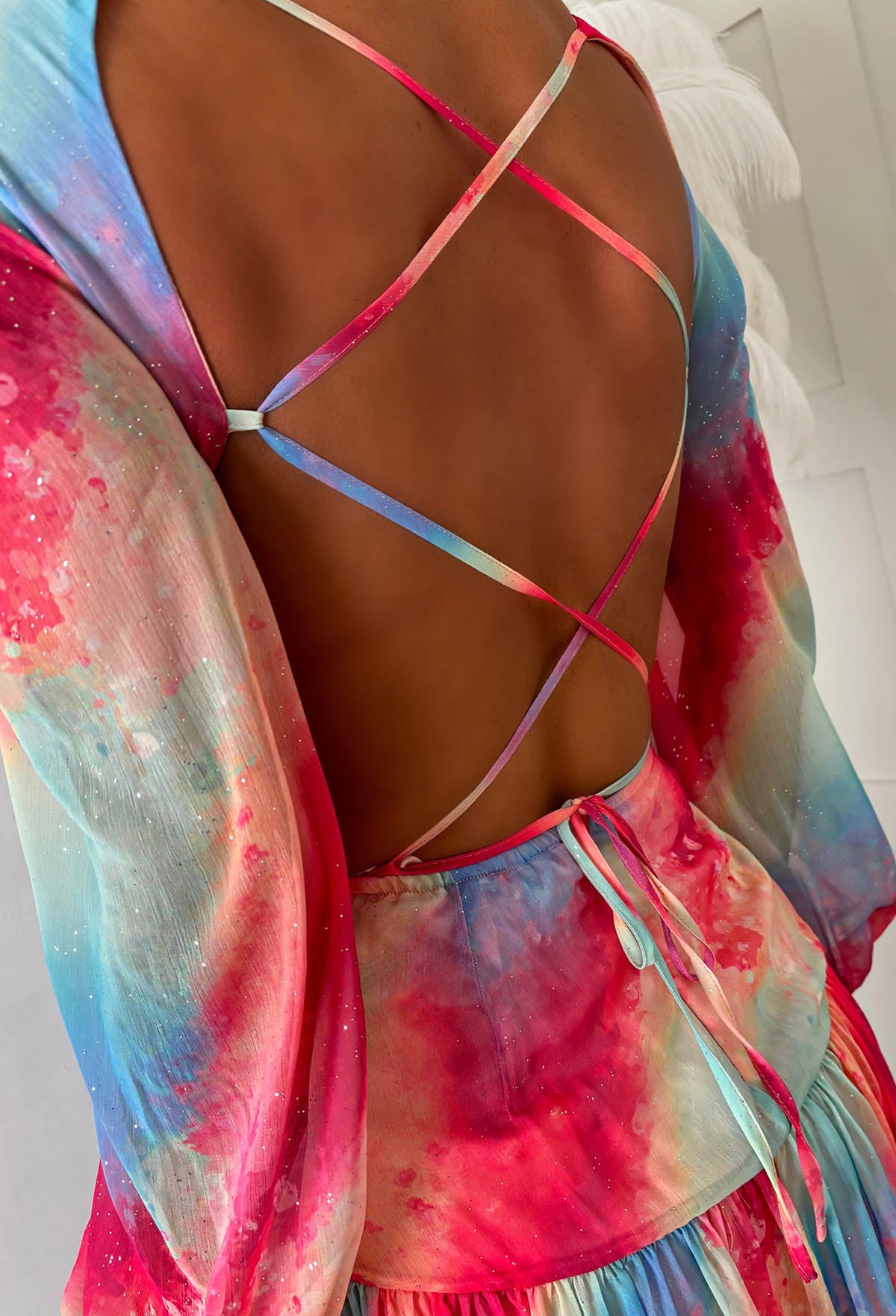 Riviera Nights Multi Ring Front Cut Out Diamante Printed Maxi Dress