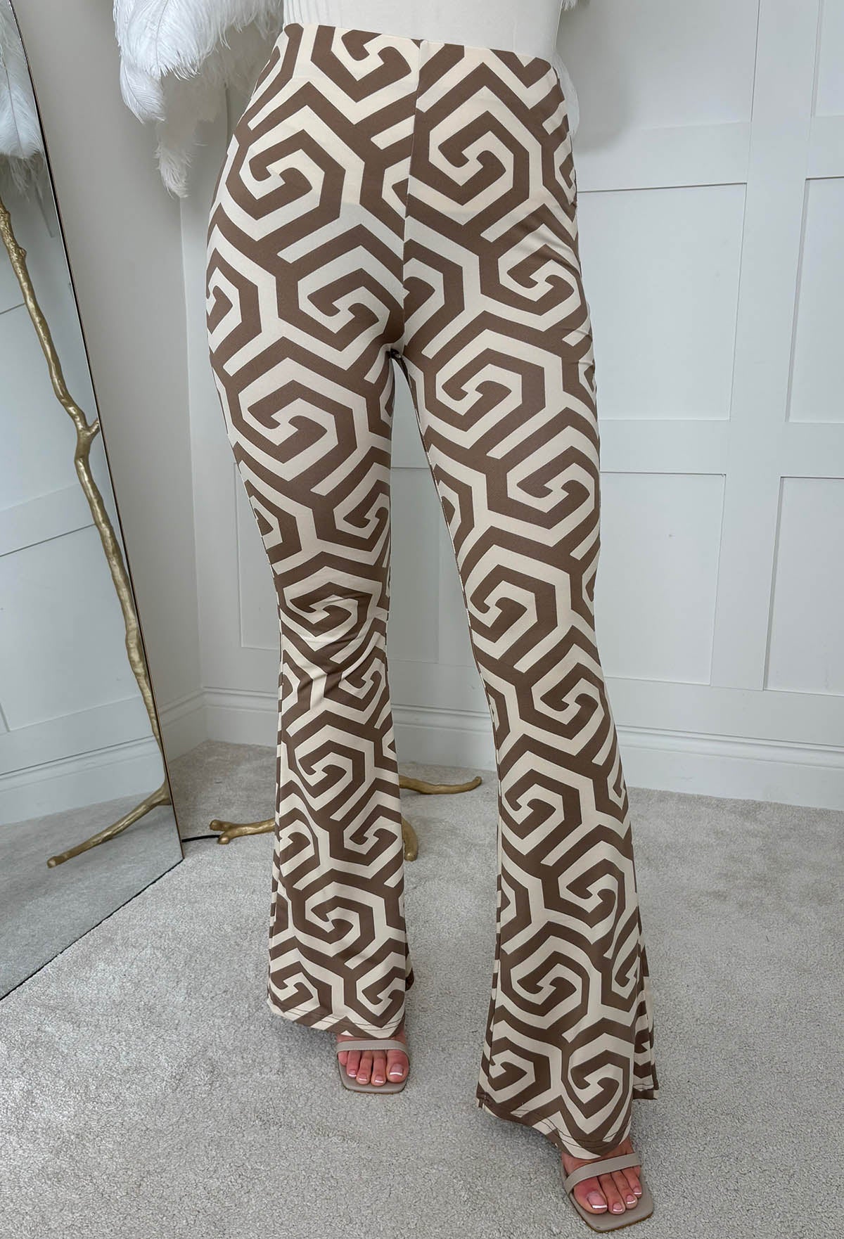 Riviera Romance Beige Printed Jersey Trousers