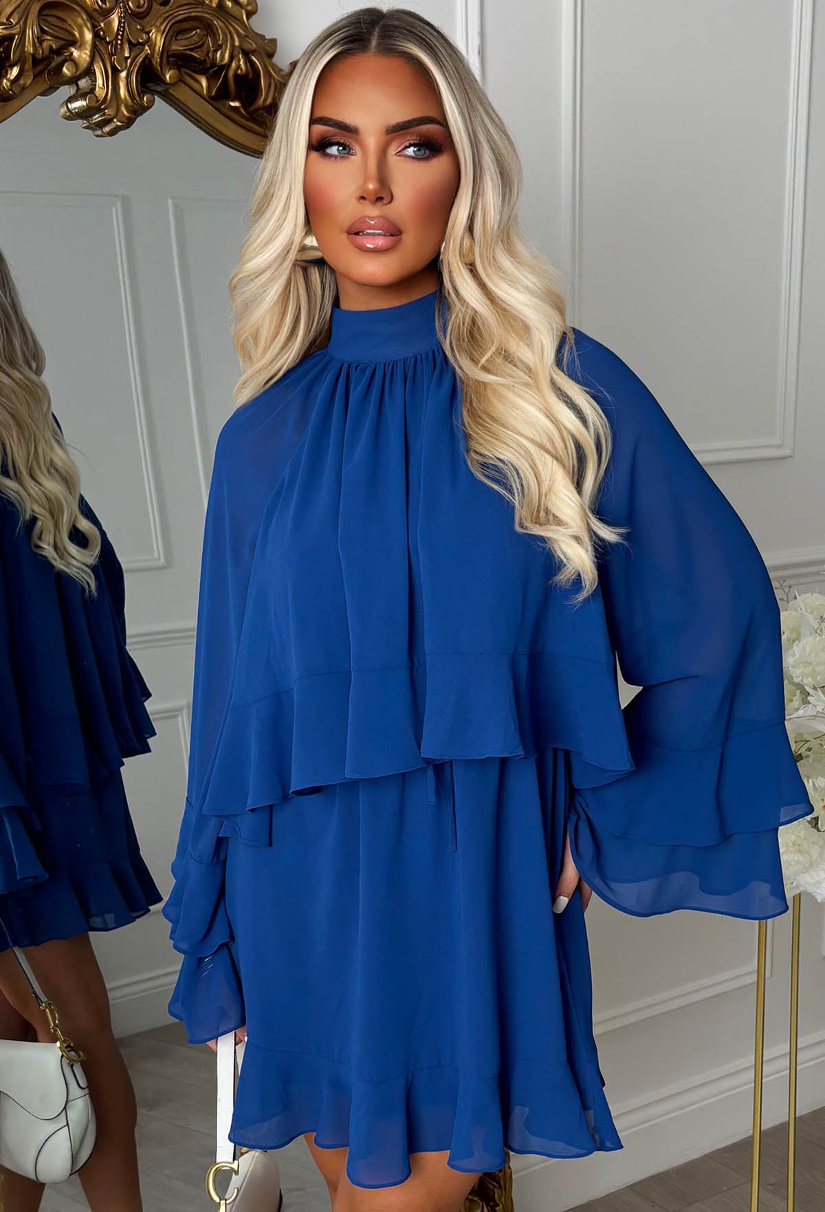 Romantic Frills Cobalt Frill Georgette Dress